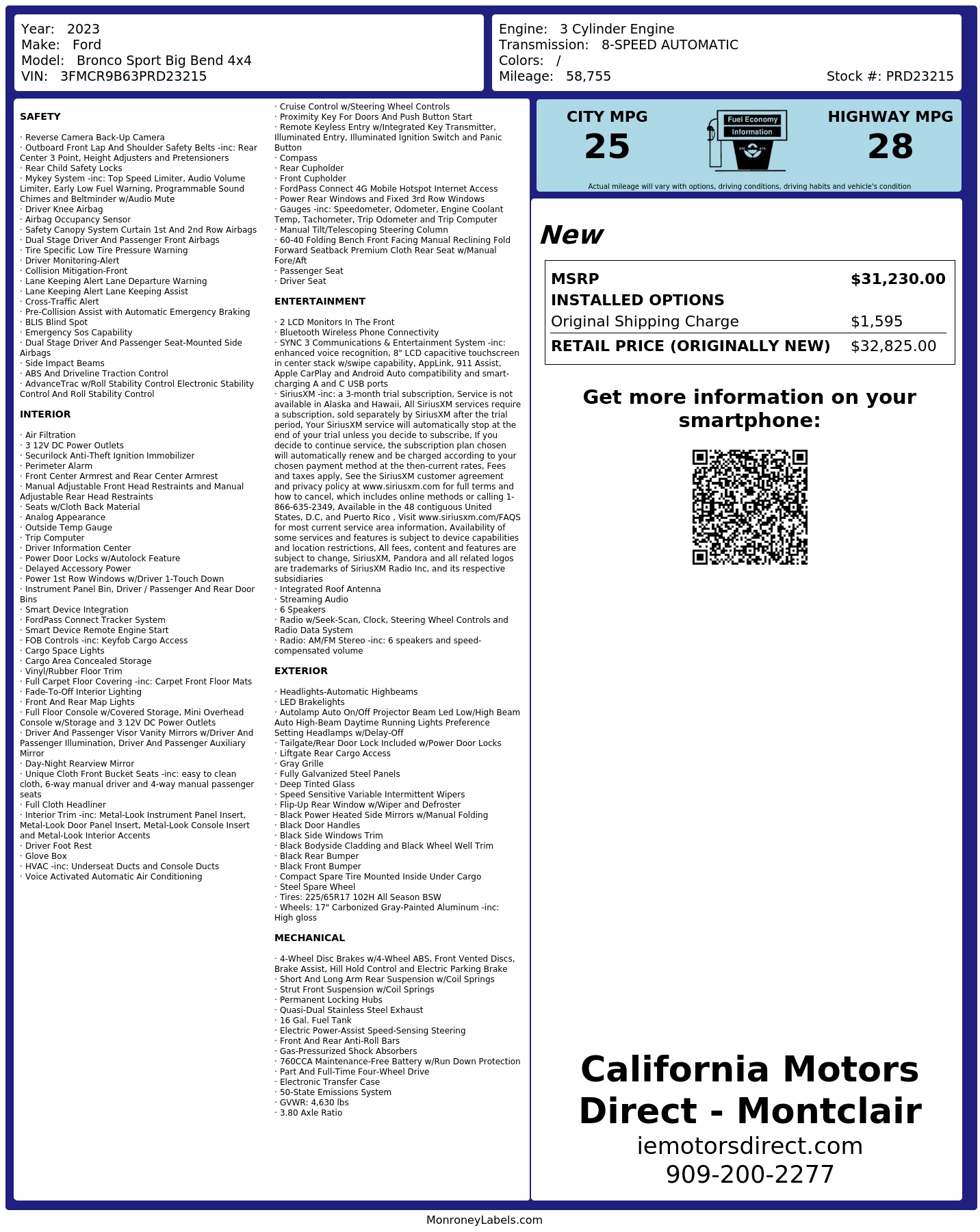 Monroney Label