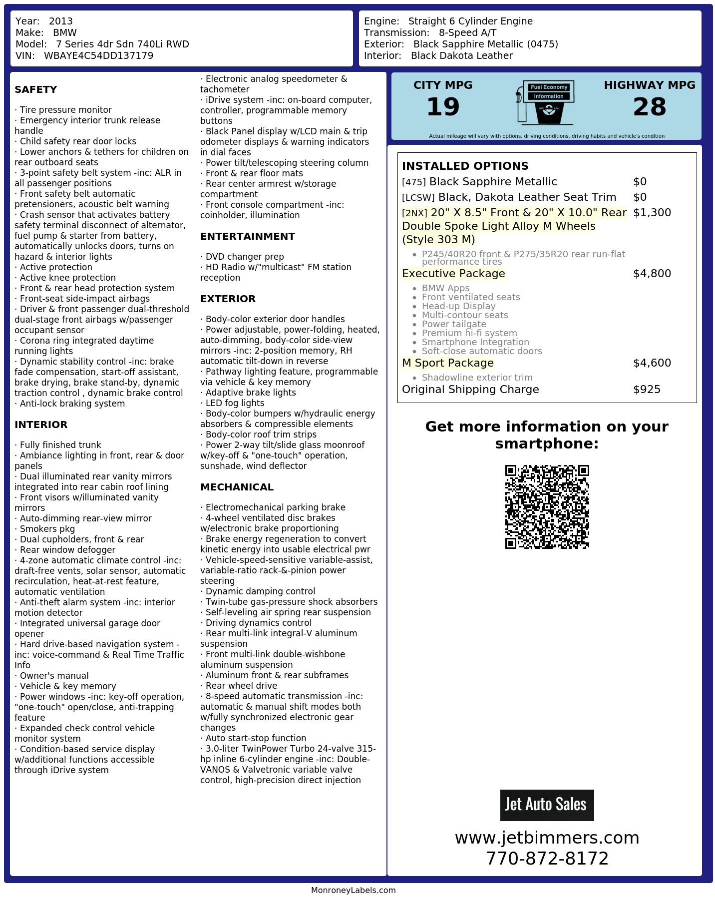 Monroney Label