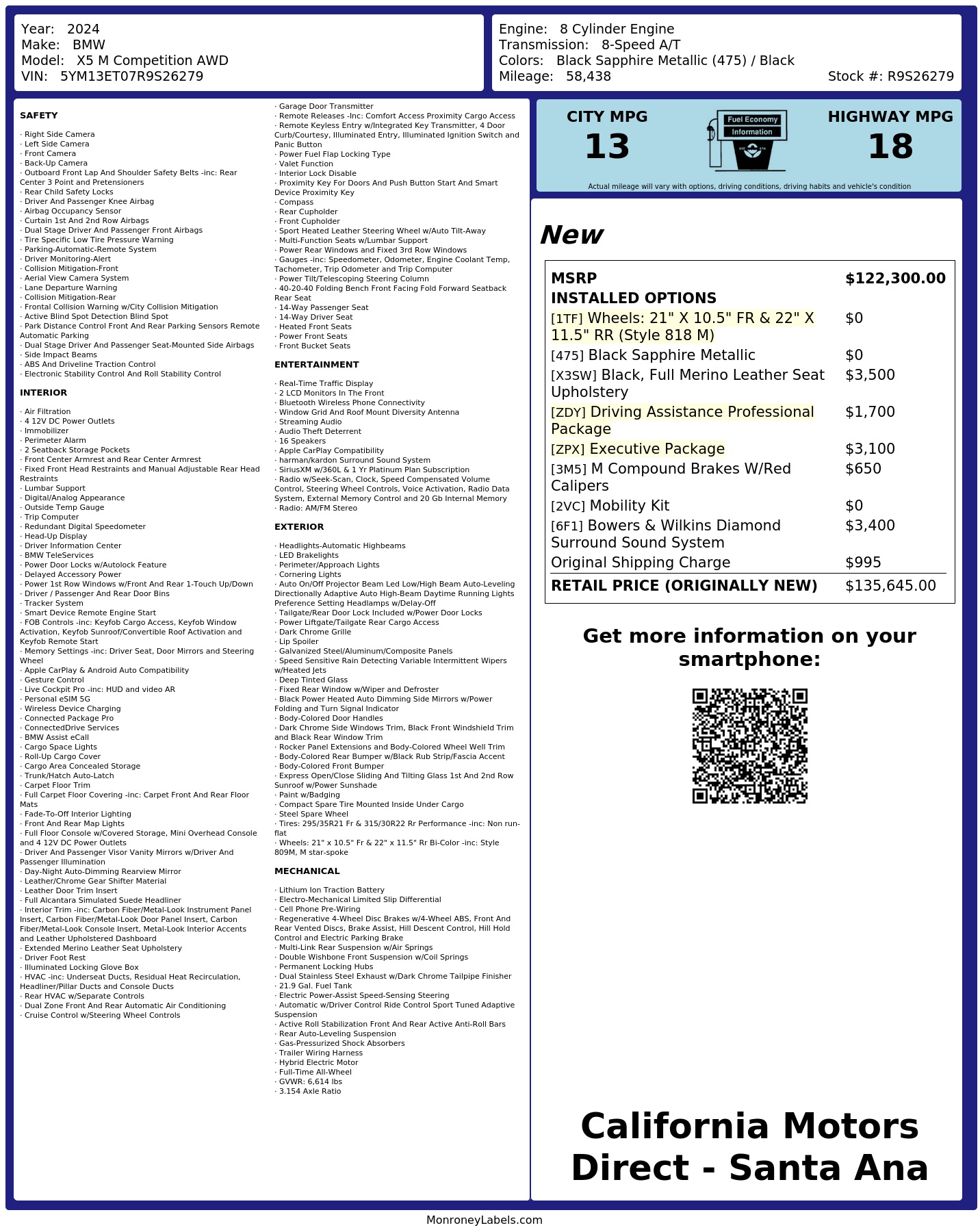 Monroney Label