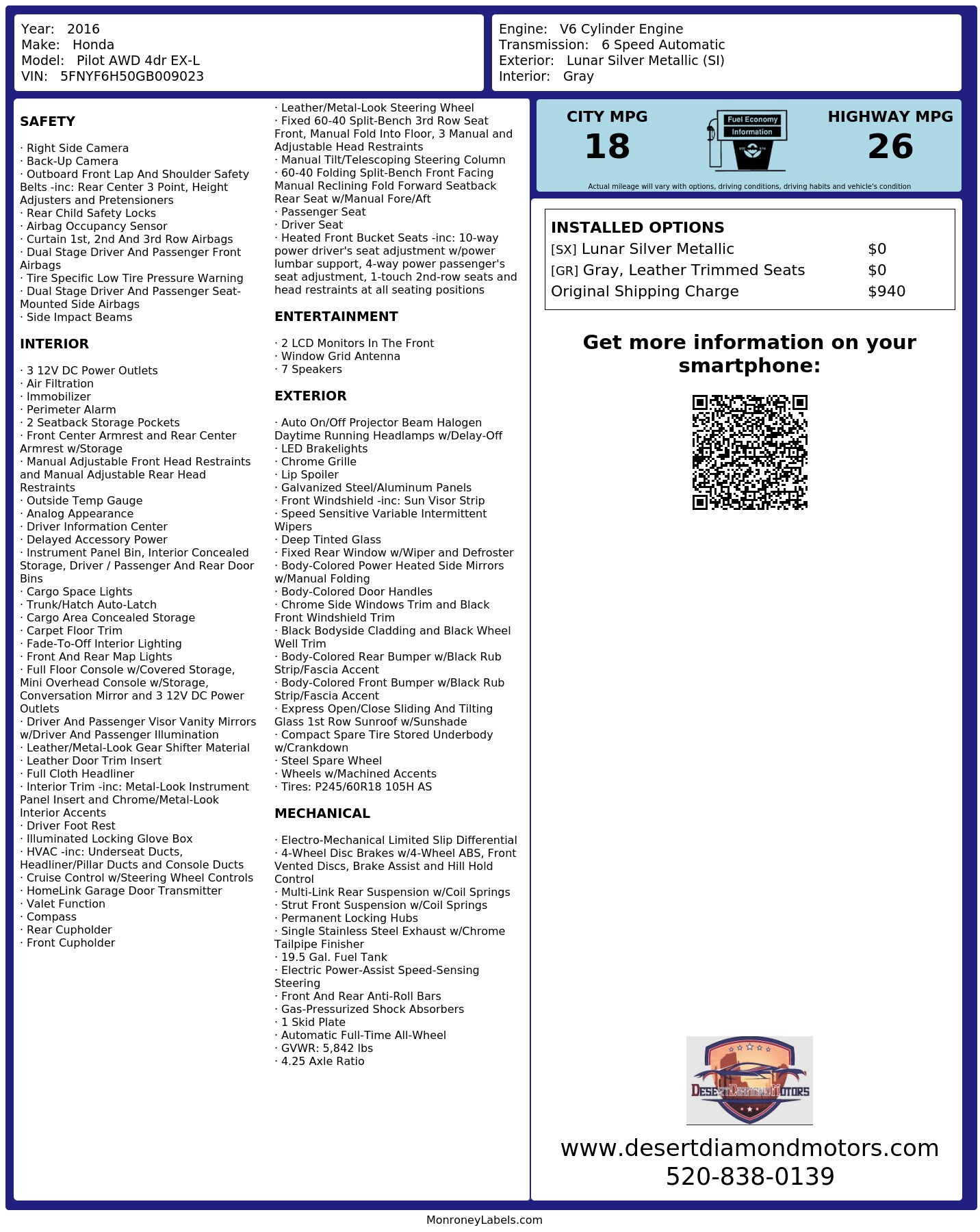 Monroney Label