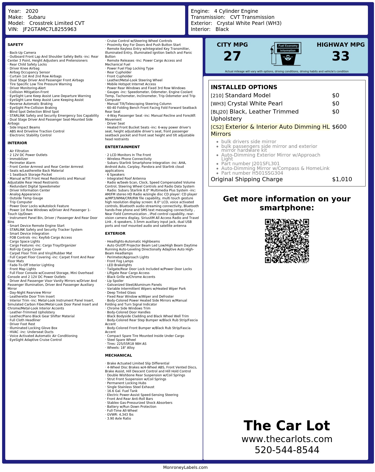 Monroney Label