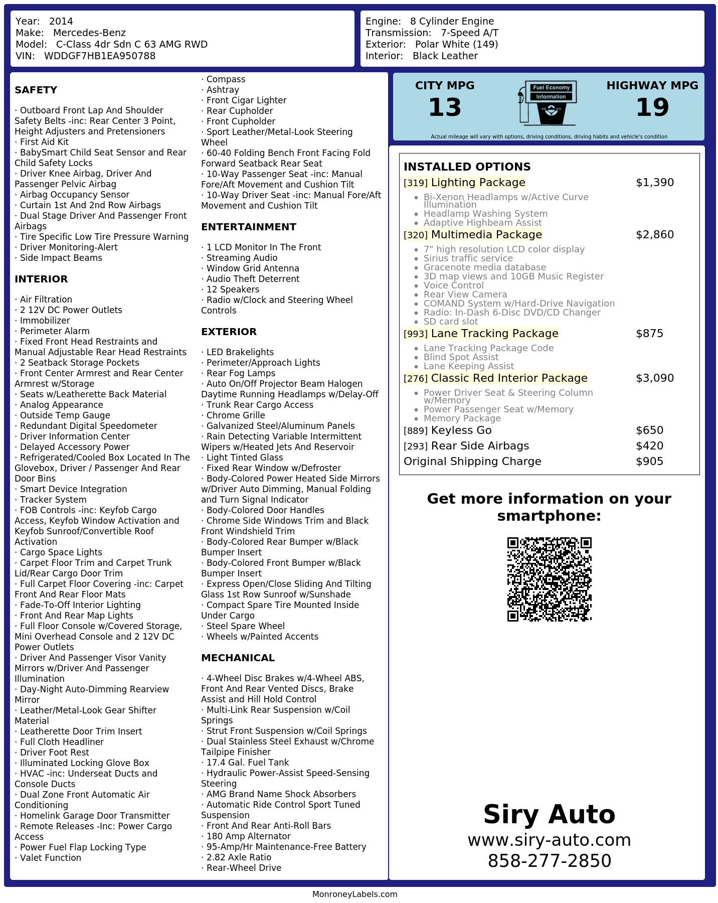 Monroney Label