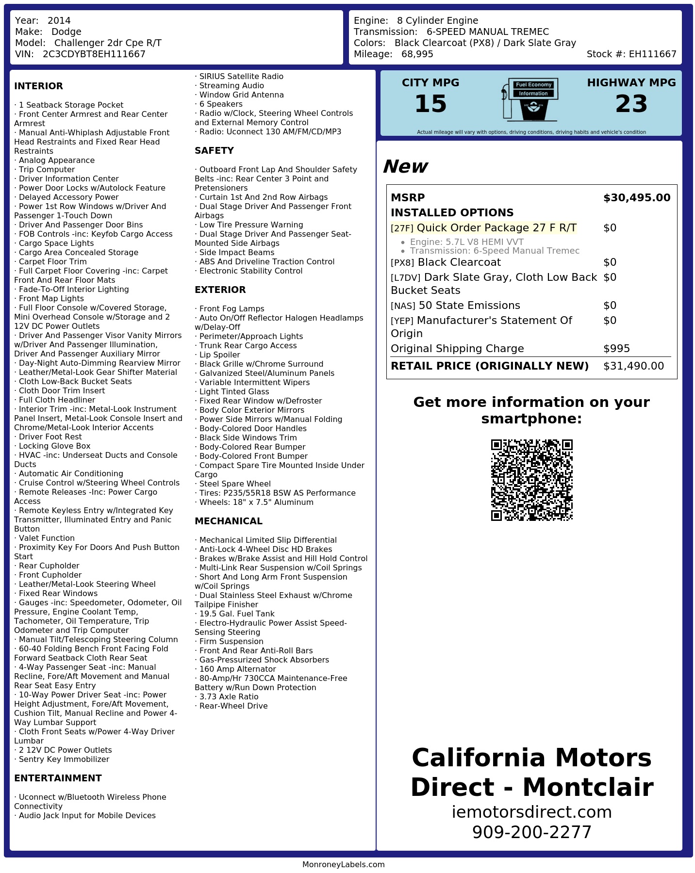 Monroney Label