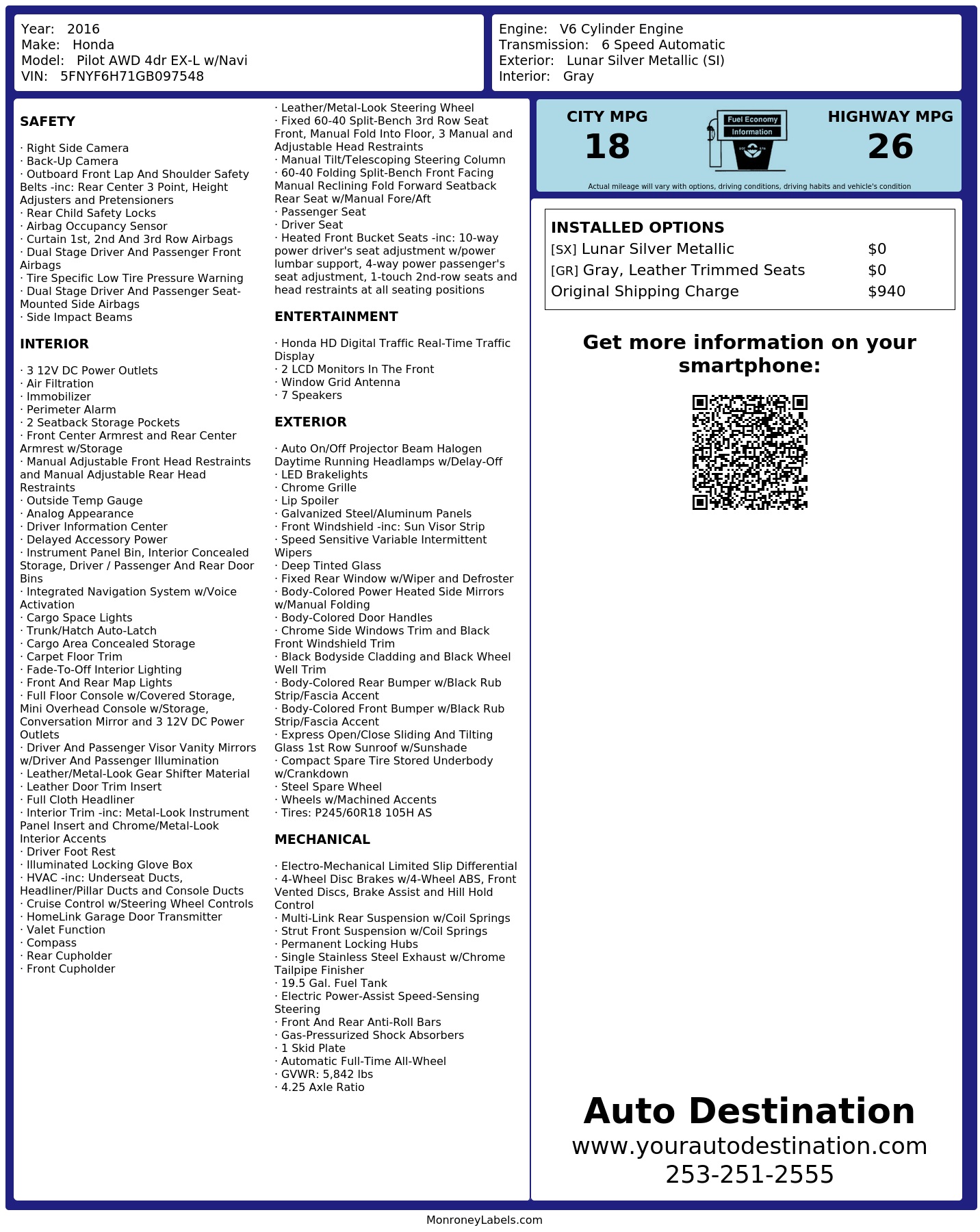 Monroney Label