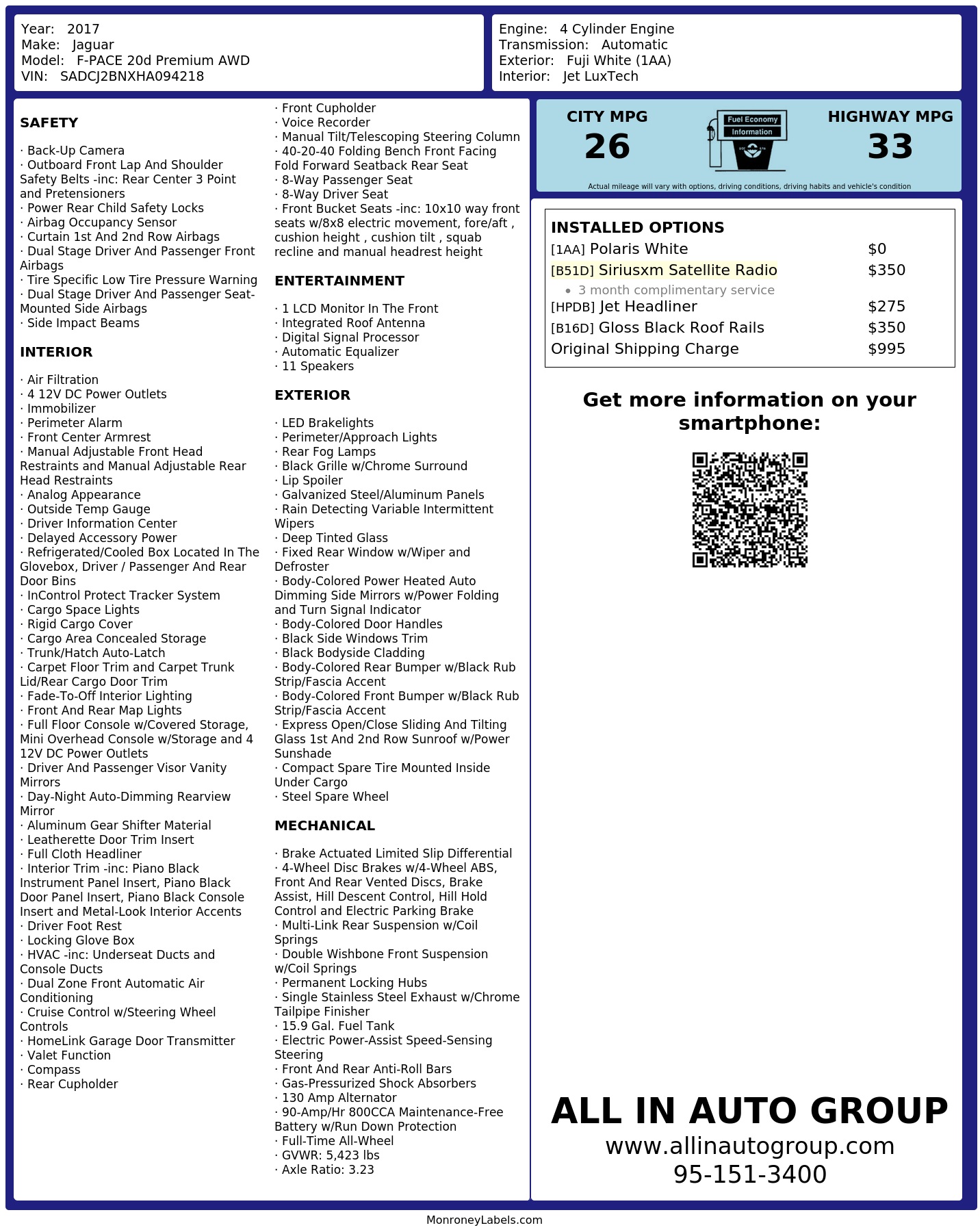 Monroney Label