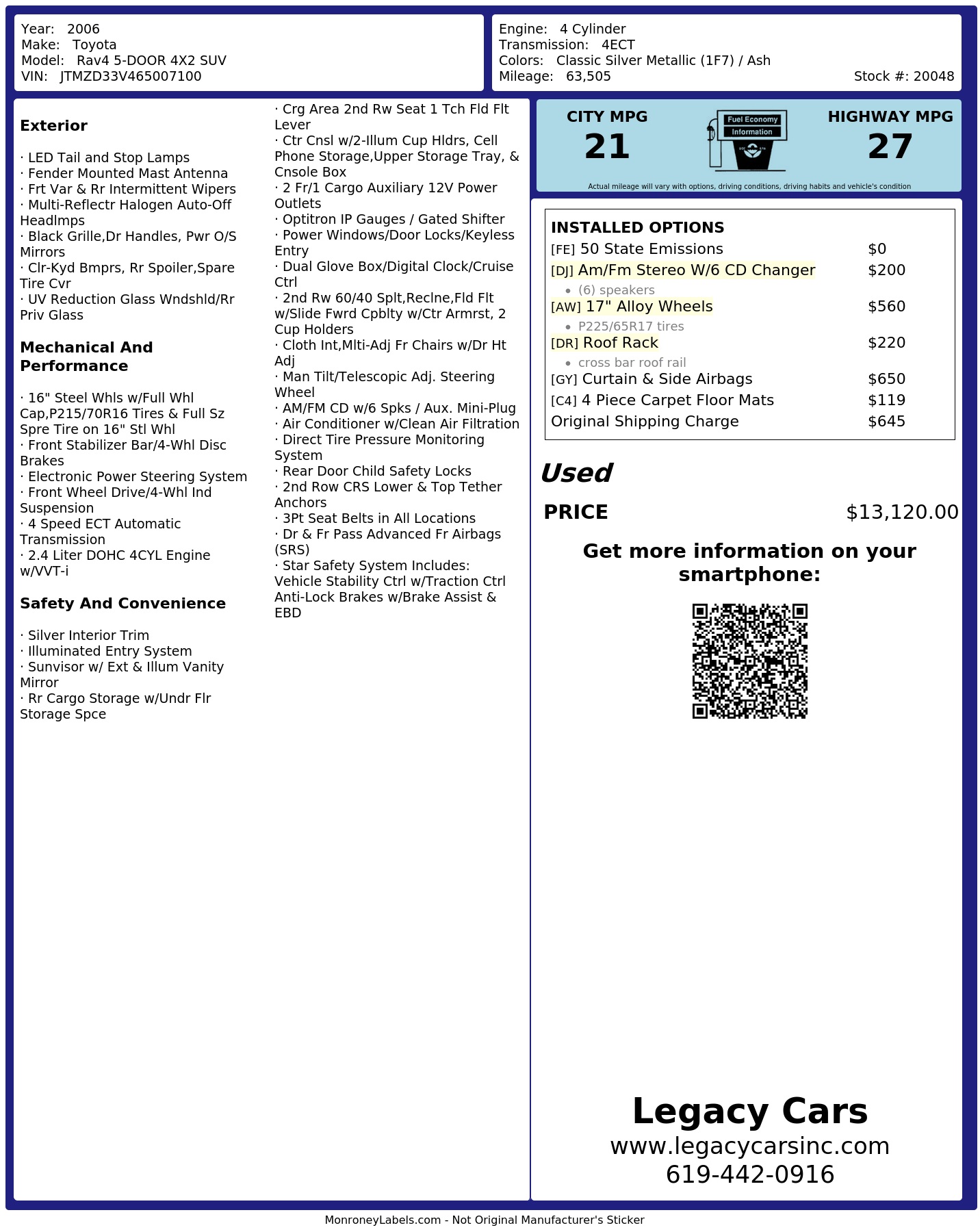 Monroney Label