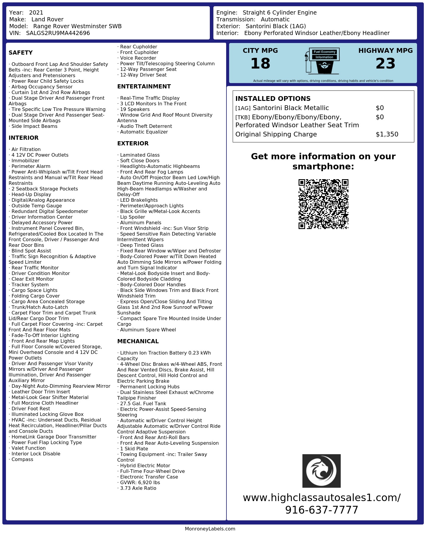 Monroney Label