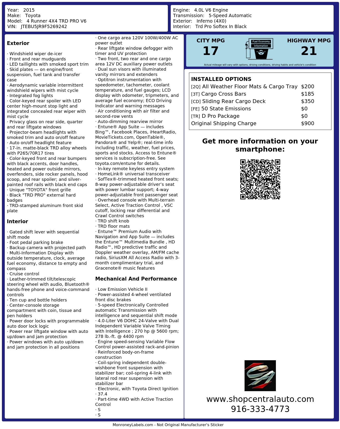 Monroney Label