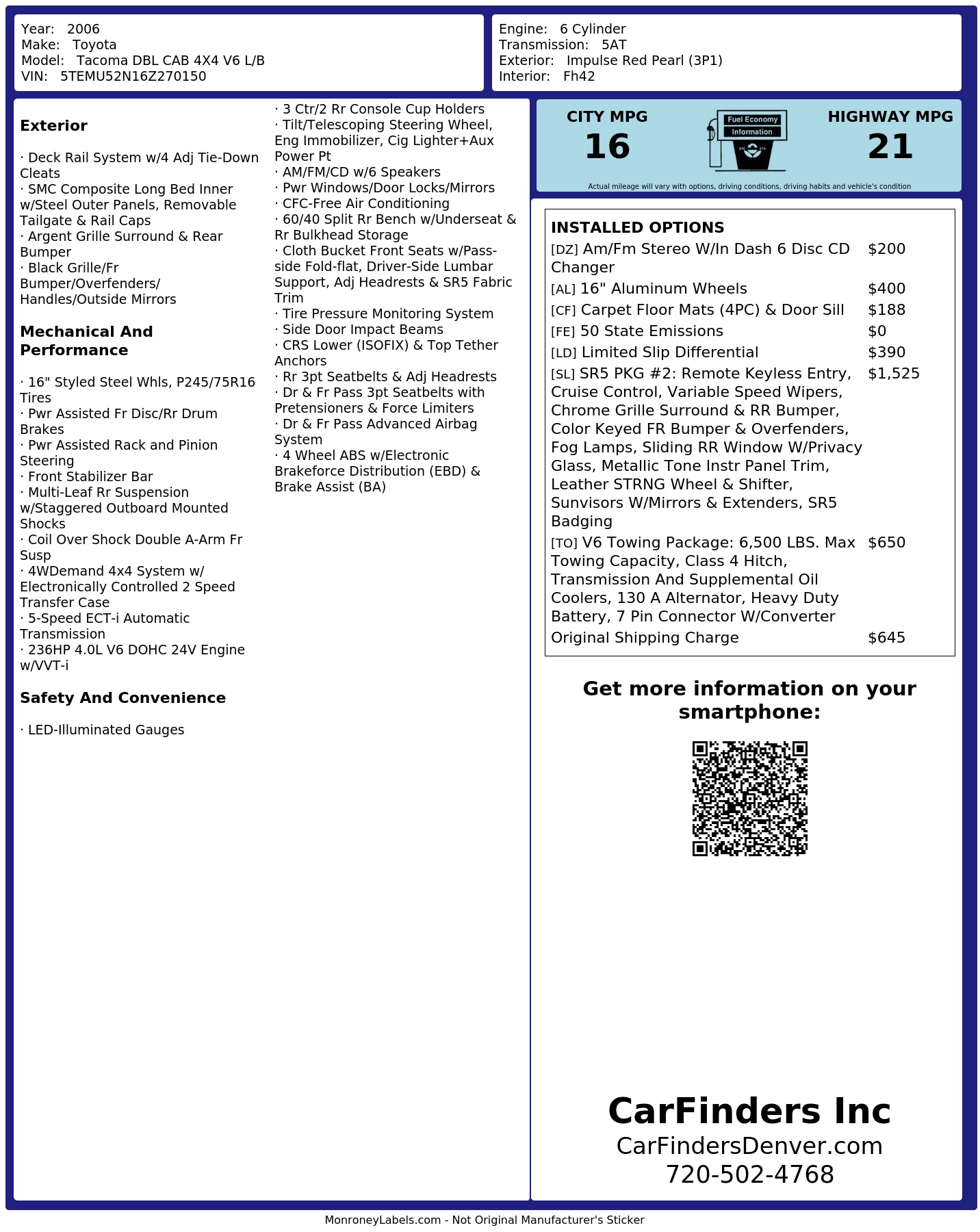 Monroney Label