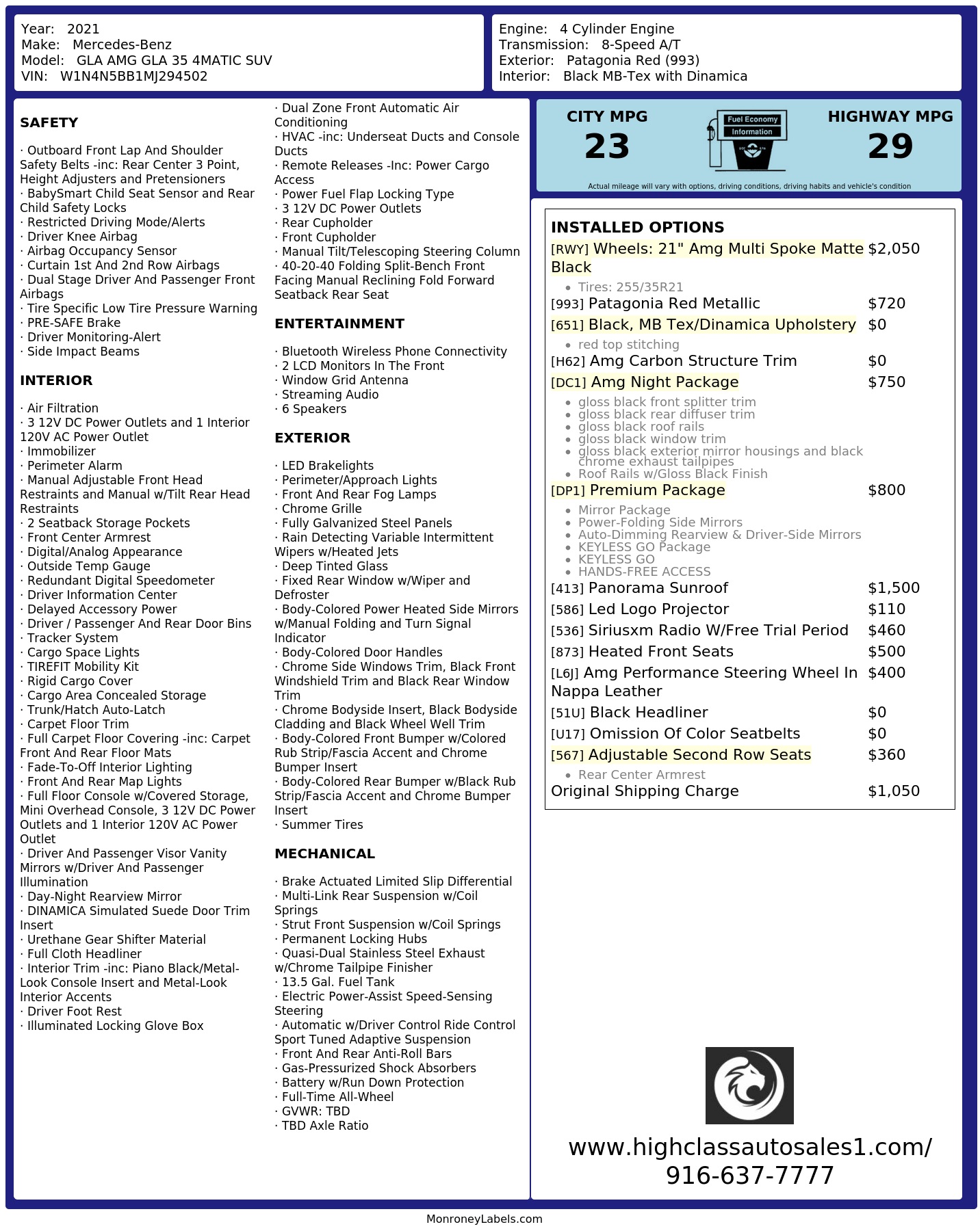 Monroney Label