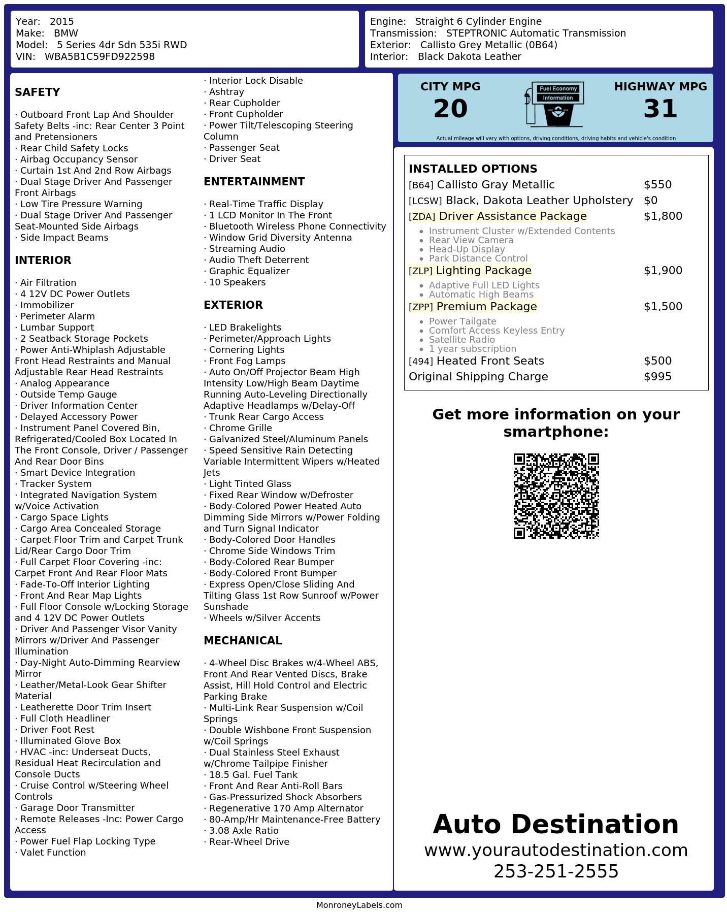 Monroney Label
