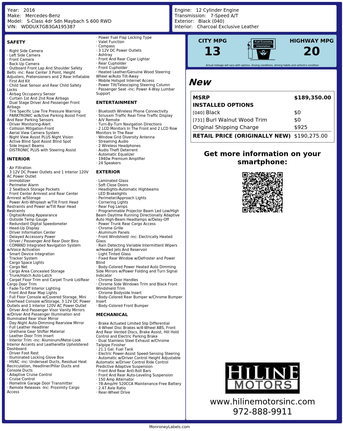 Monroney Label