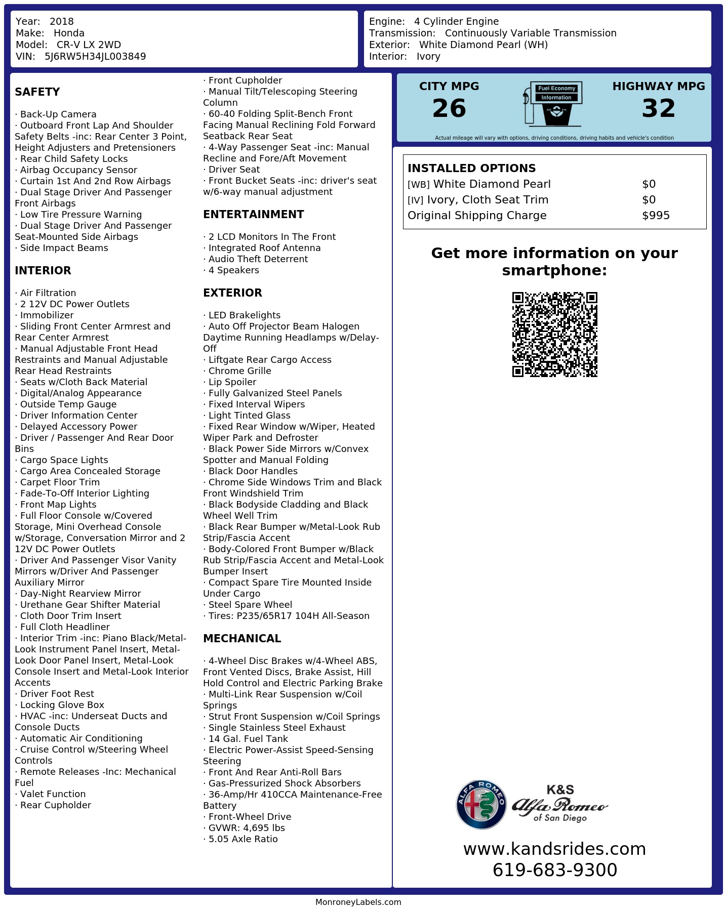 Monroney Label