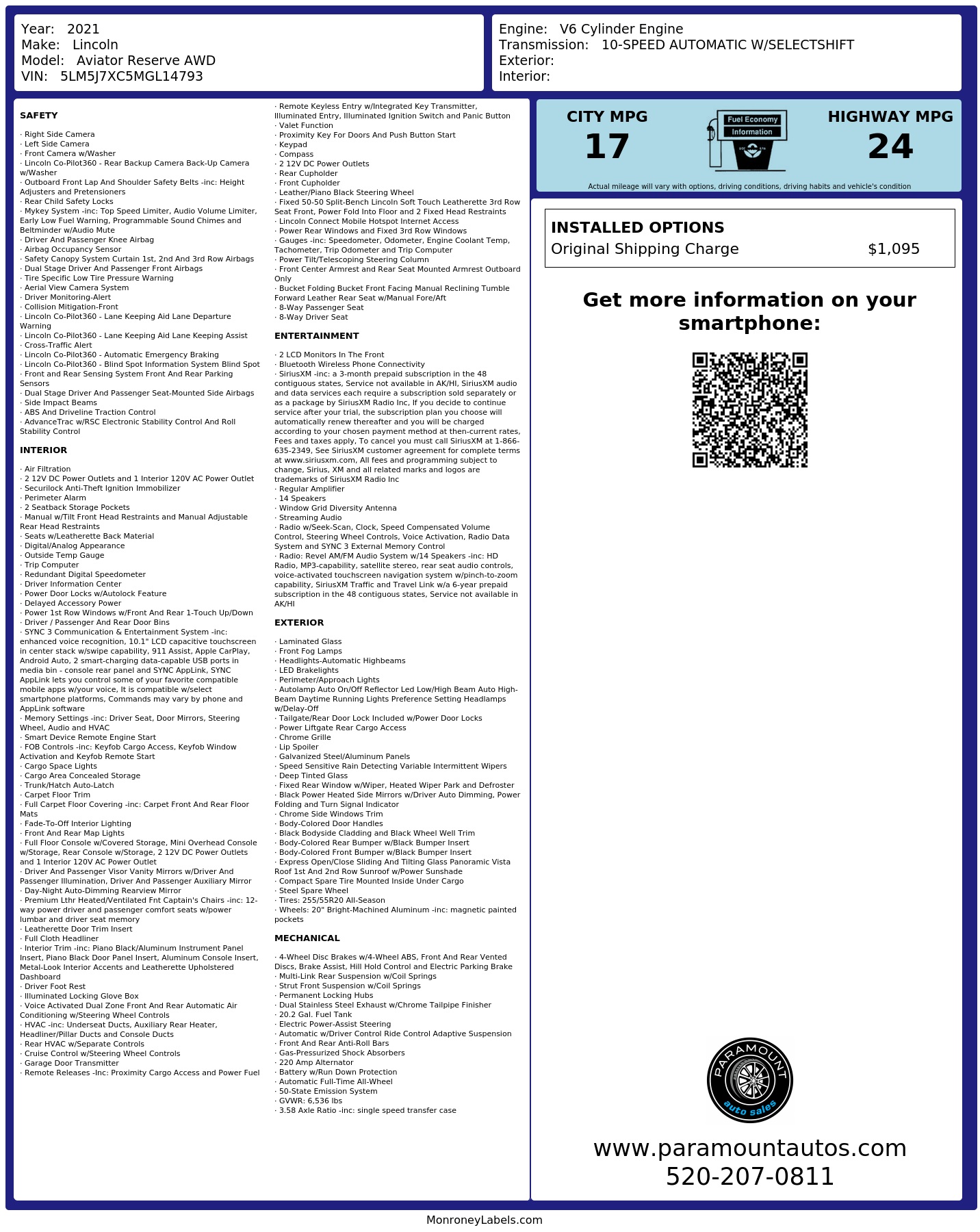 Monroney Label