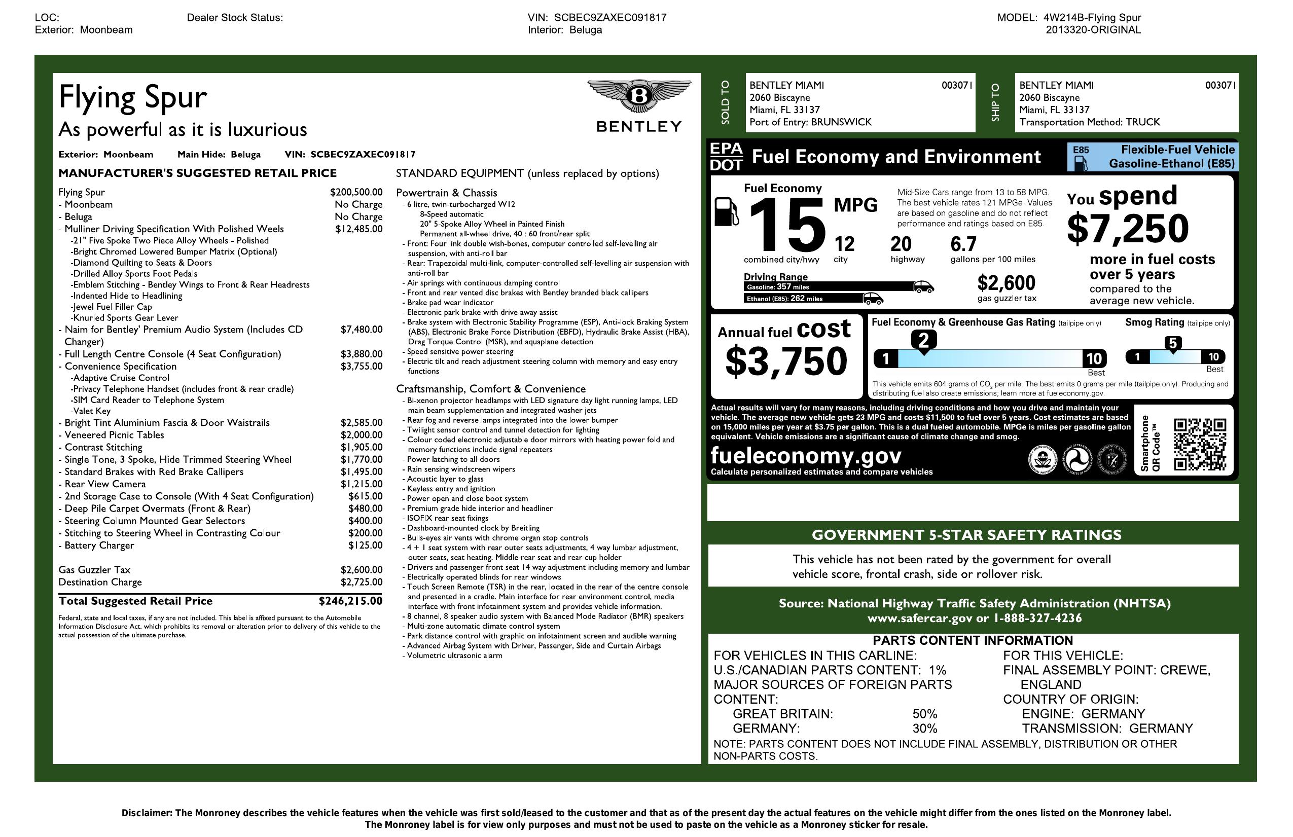 Monroney Label