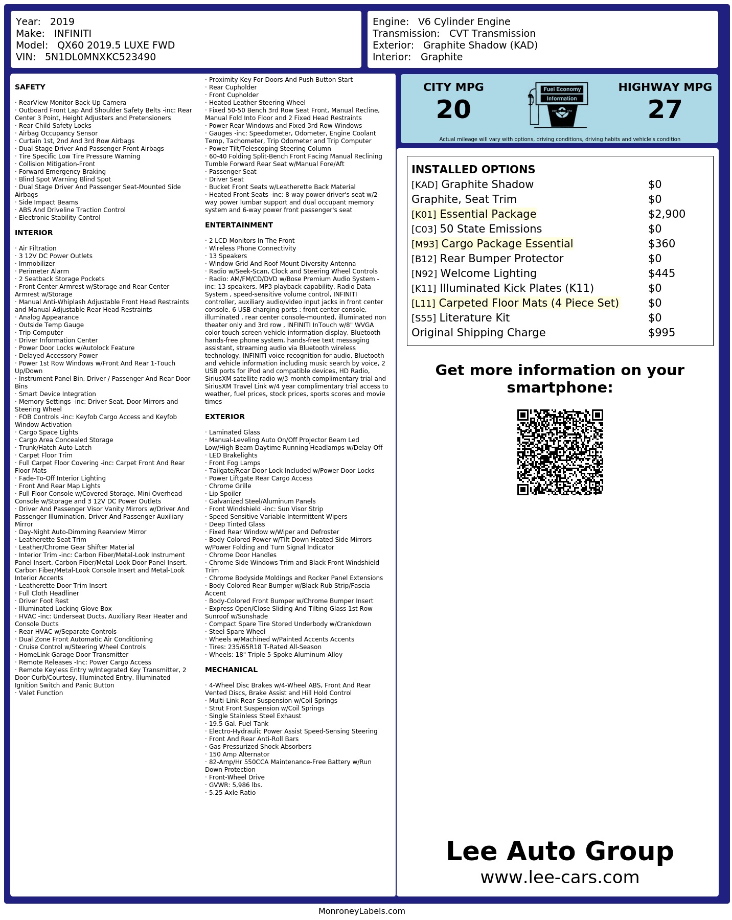 Monroney Label