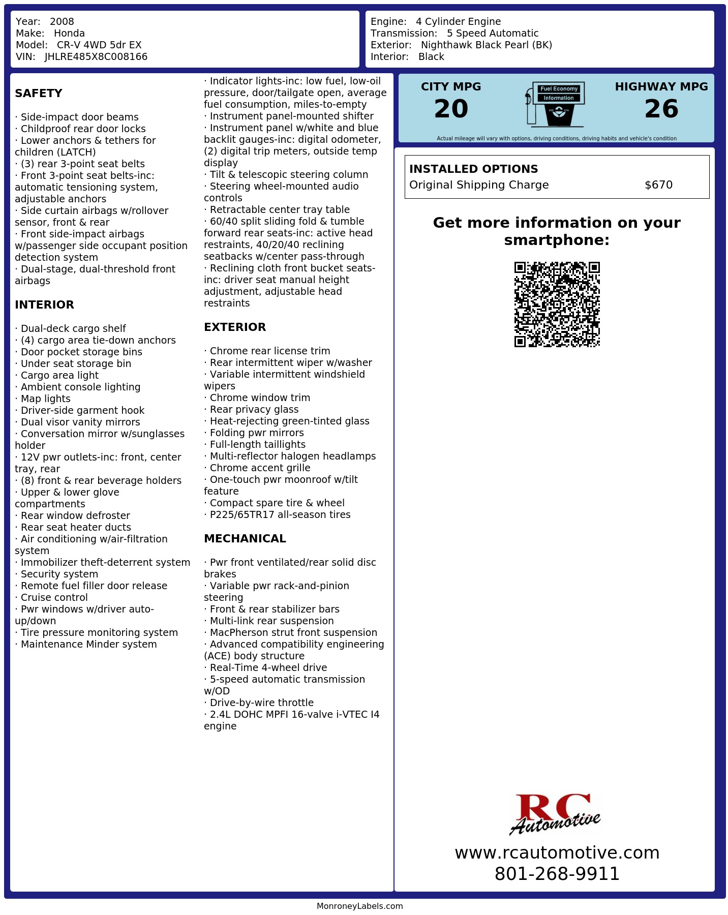 Monroney Label