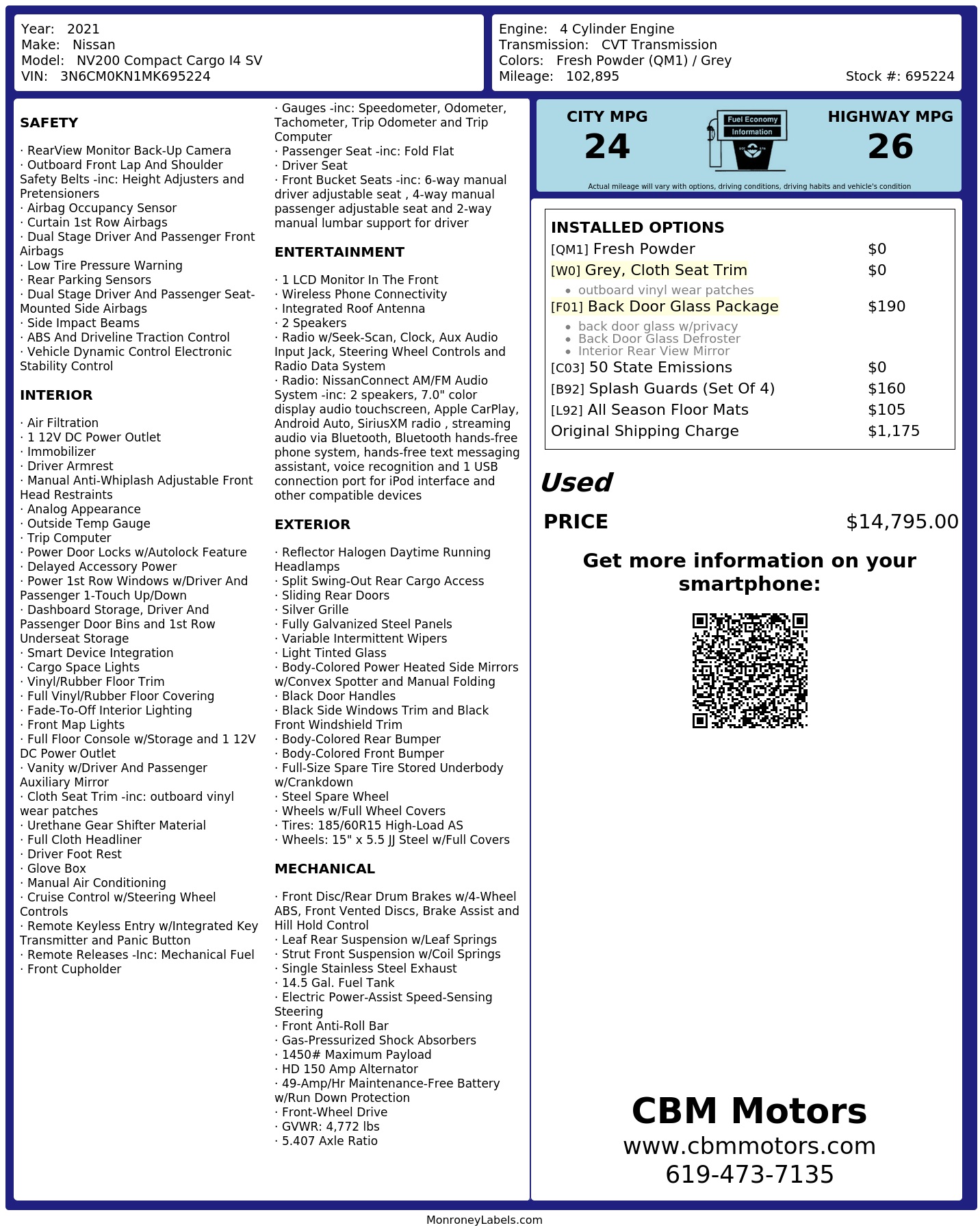 Monroney Label