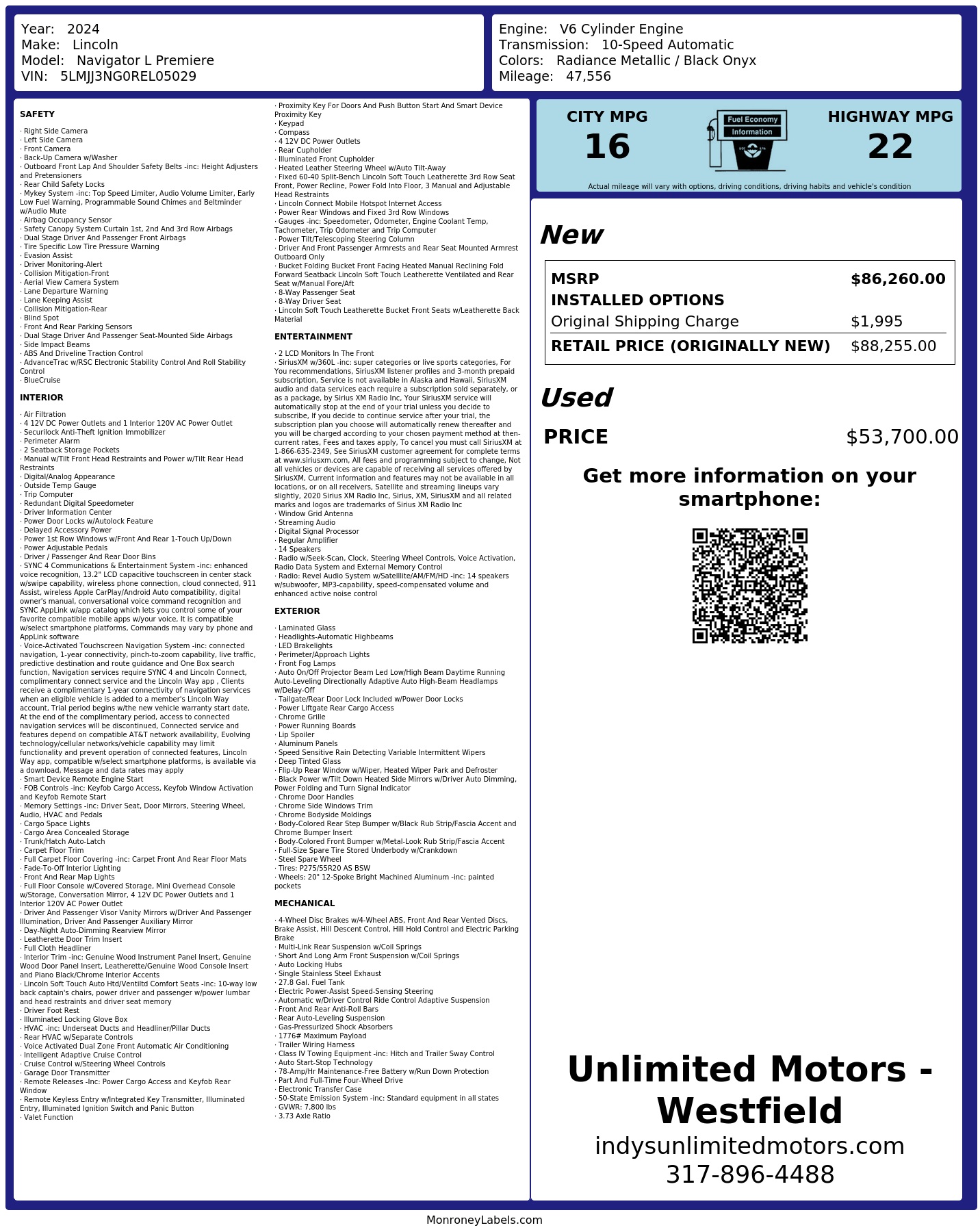 Monroney Label