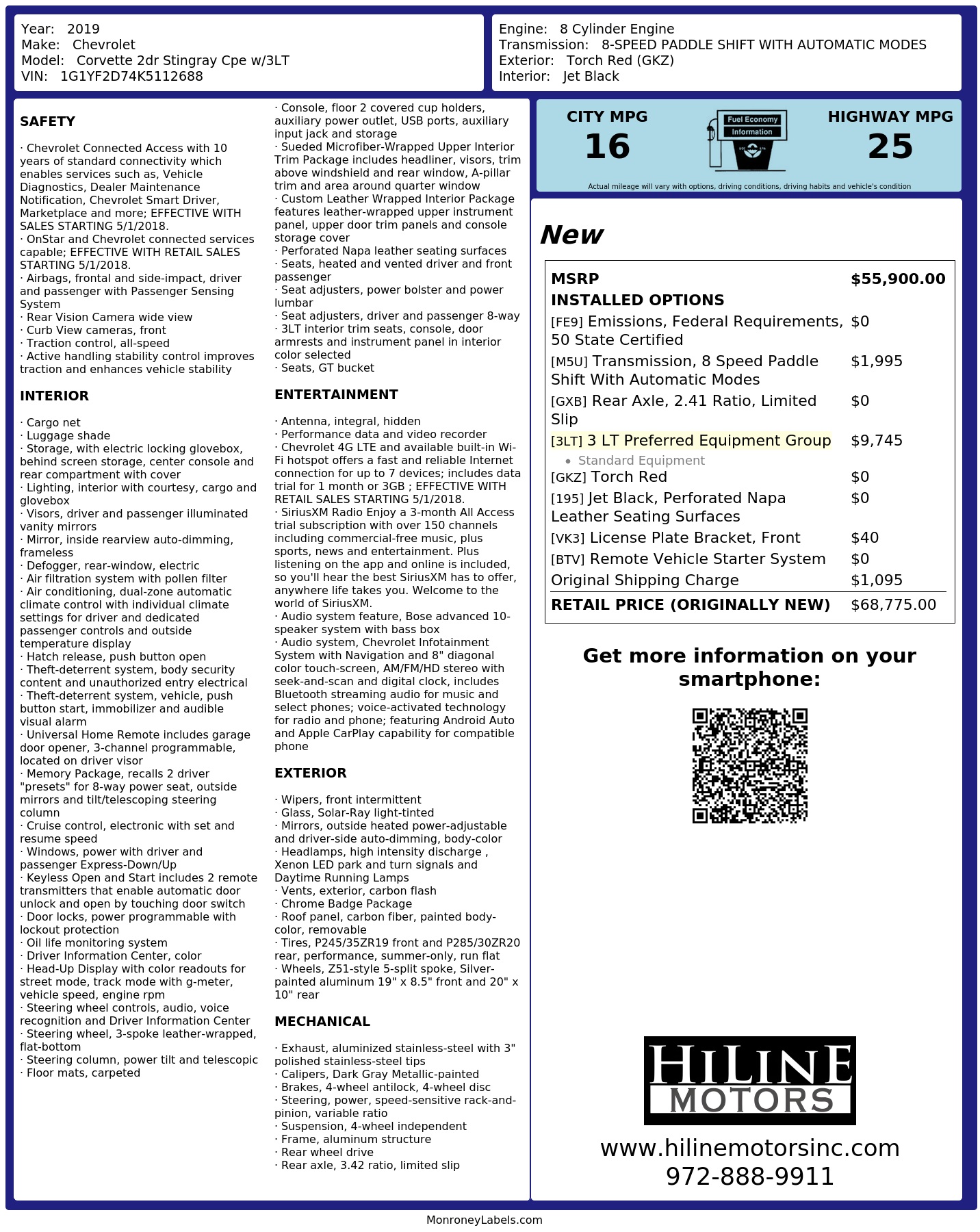 Monroney Label