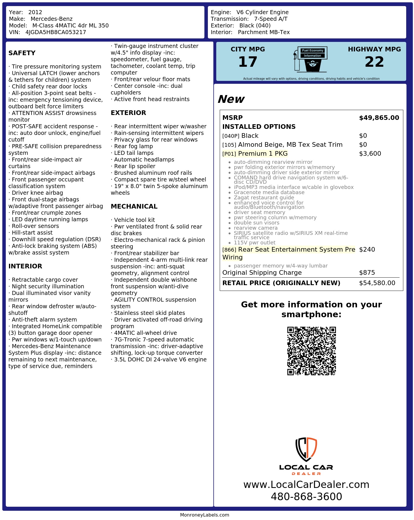 Monroney Label