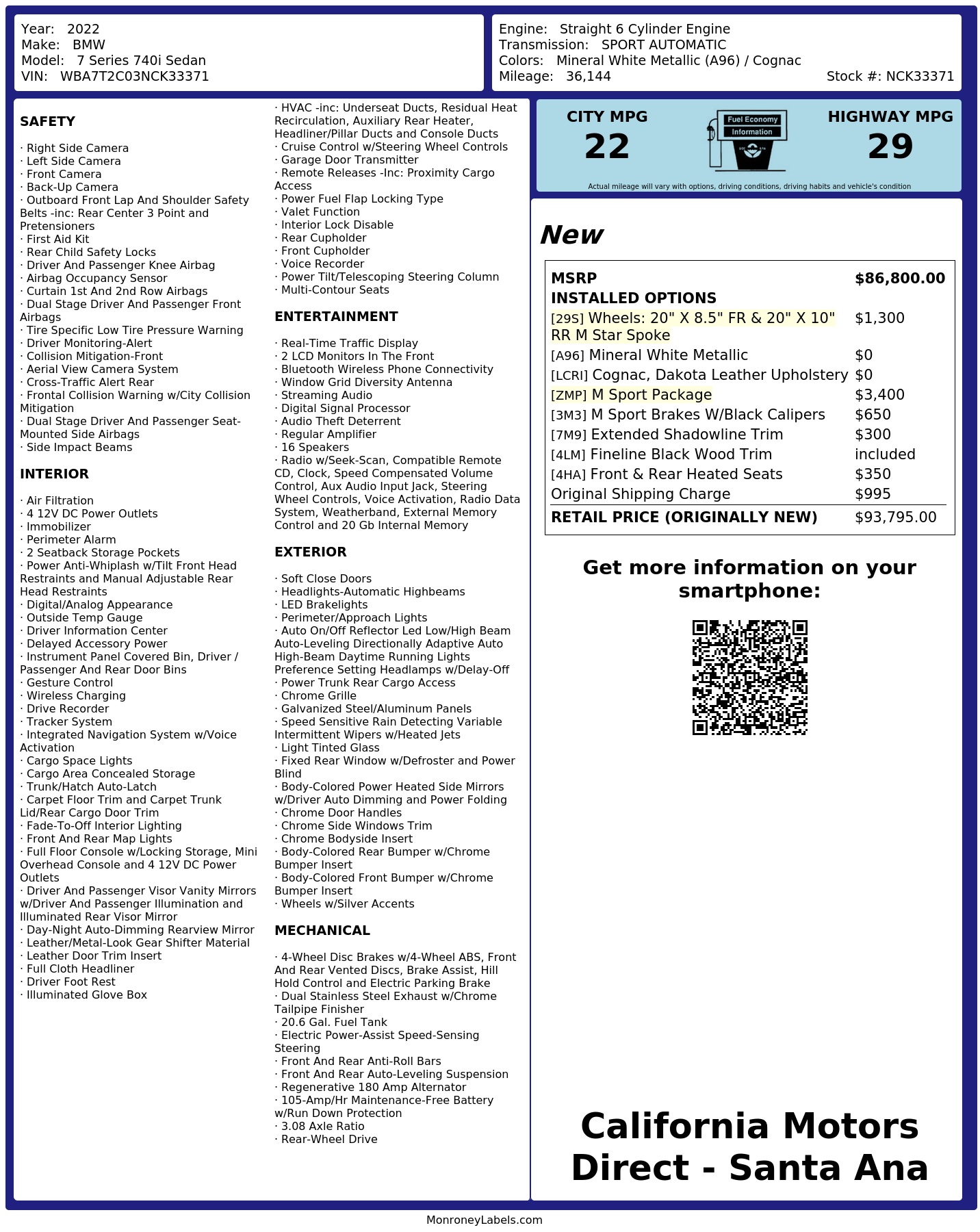 Monroney Label