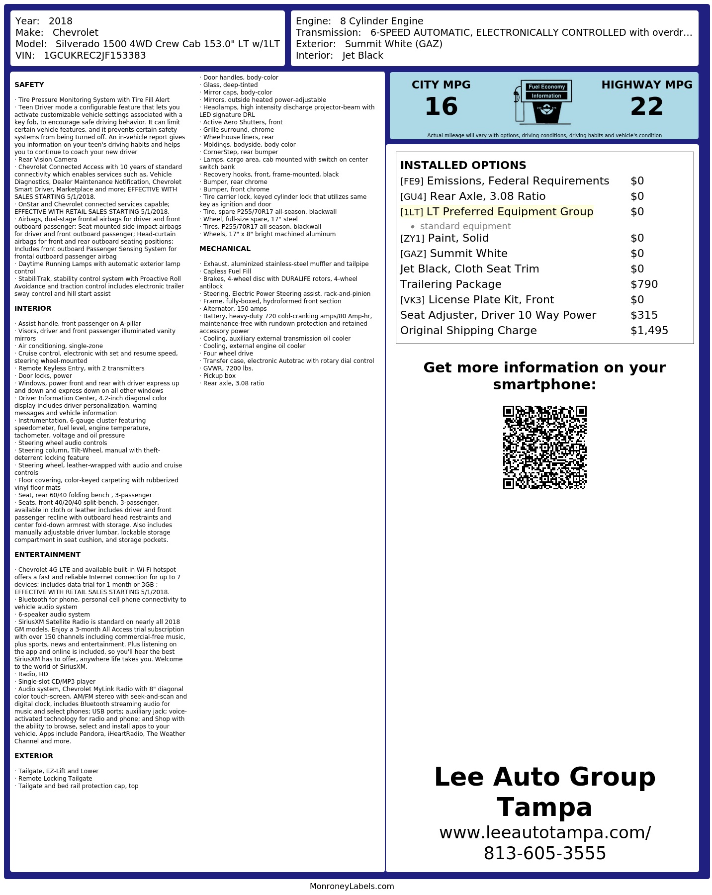 Monroney Label