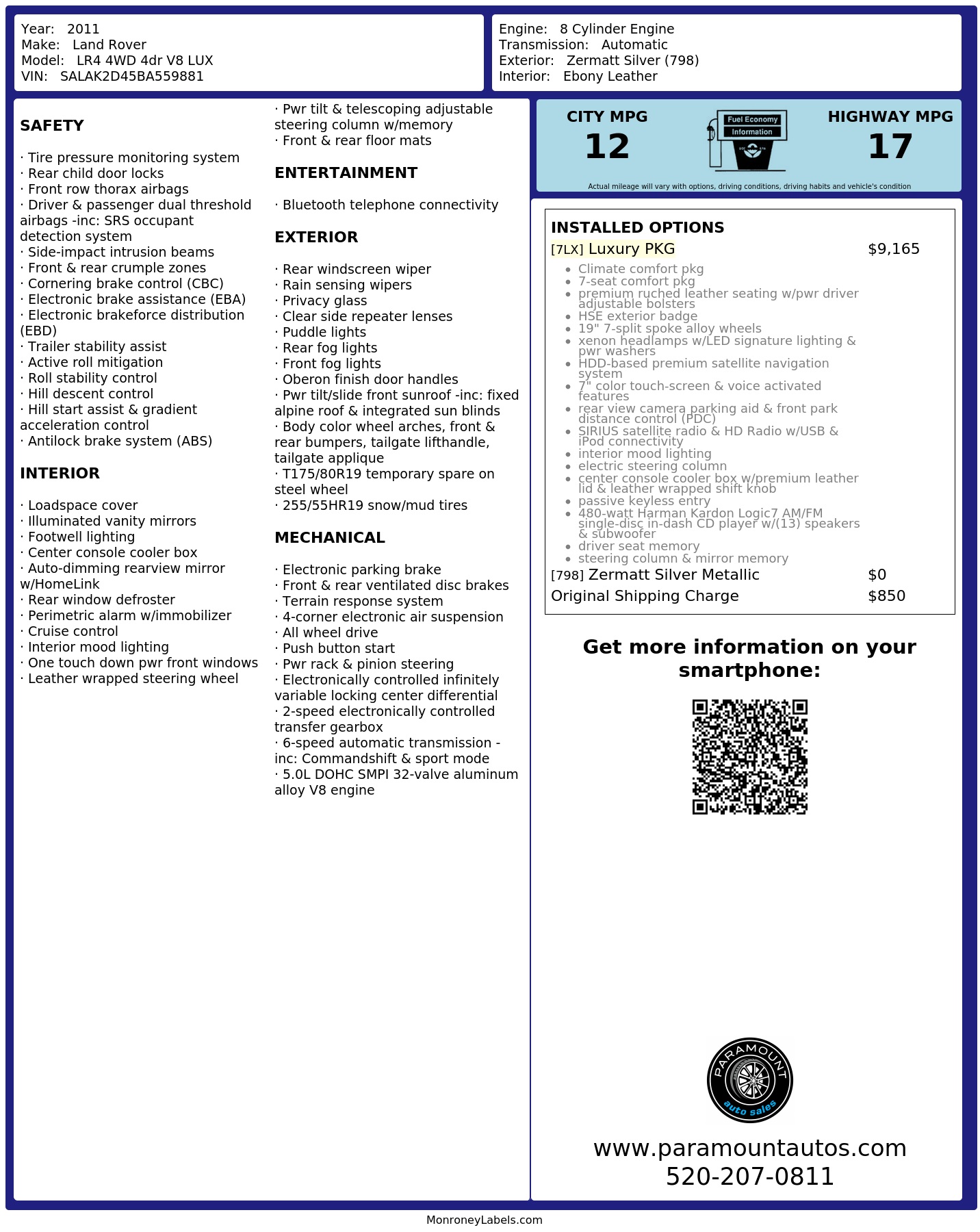 Monroney Label