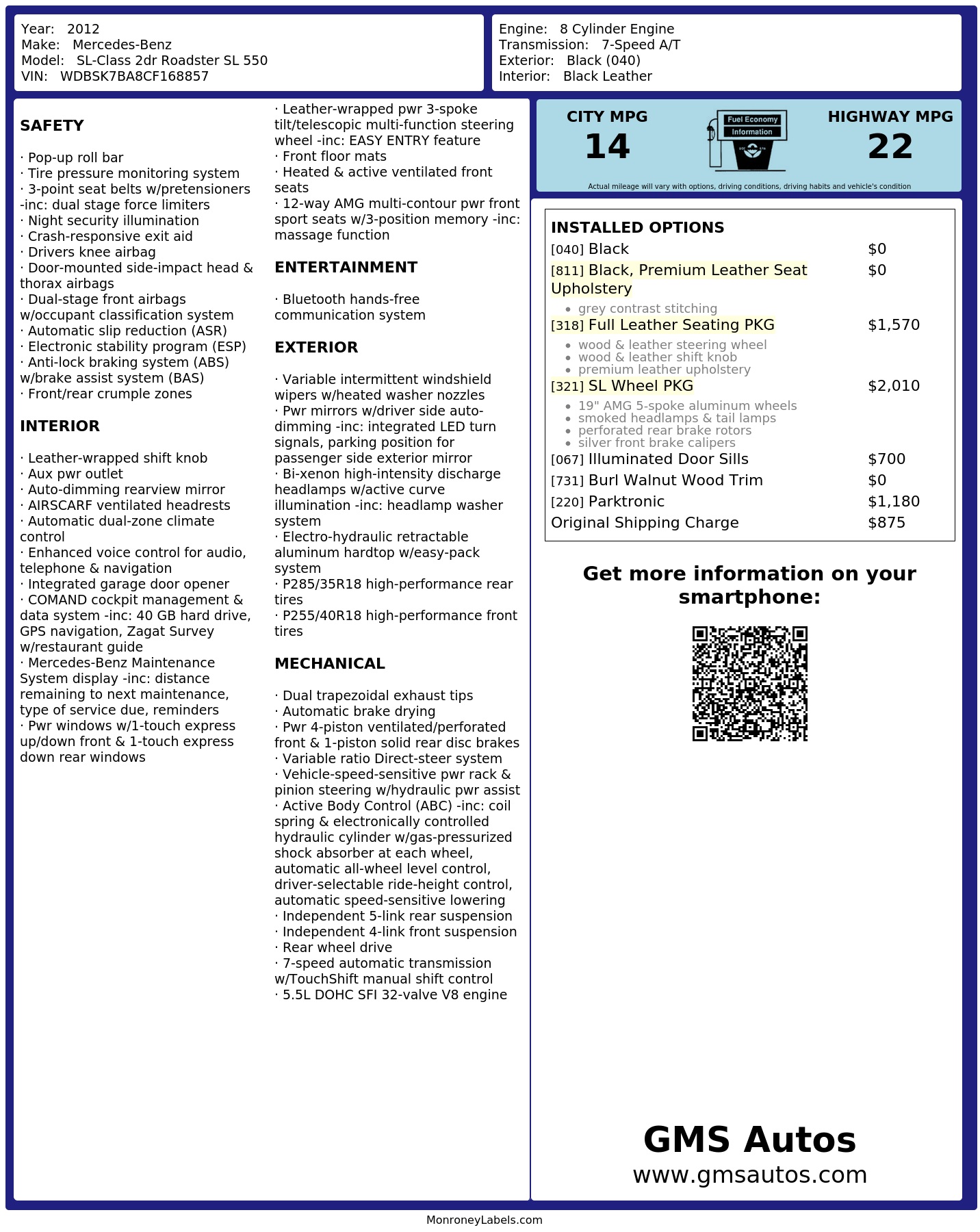 Monroney Label