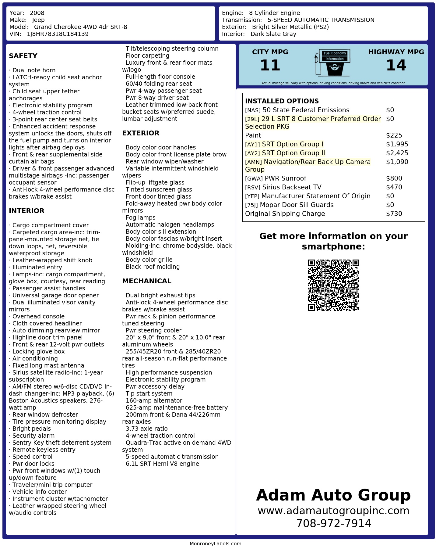 Monroney Label
