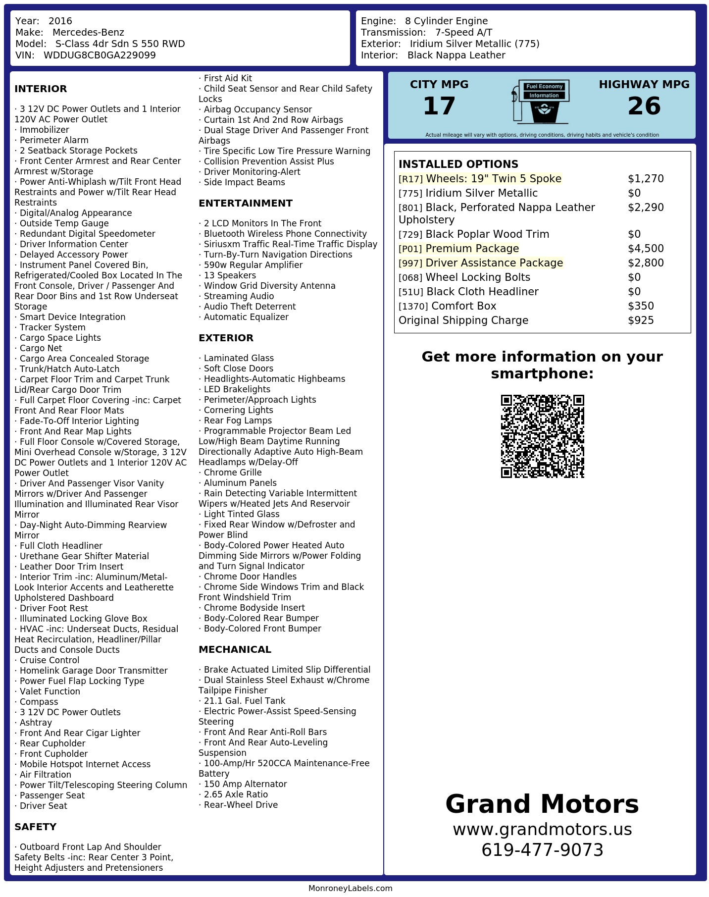 Monroney Label