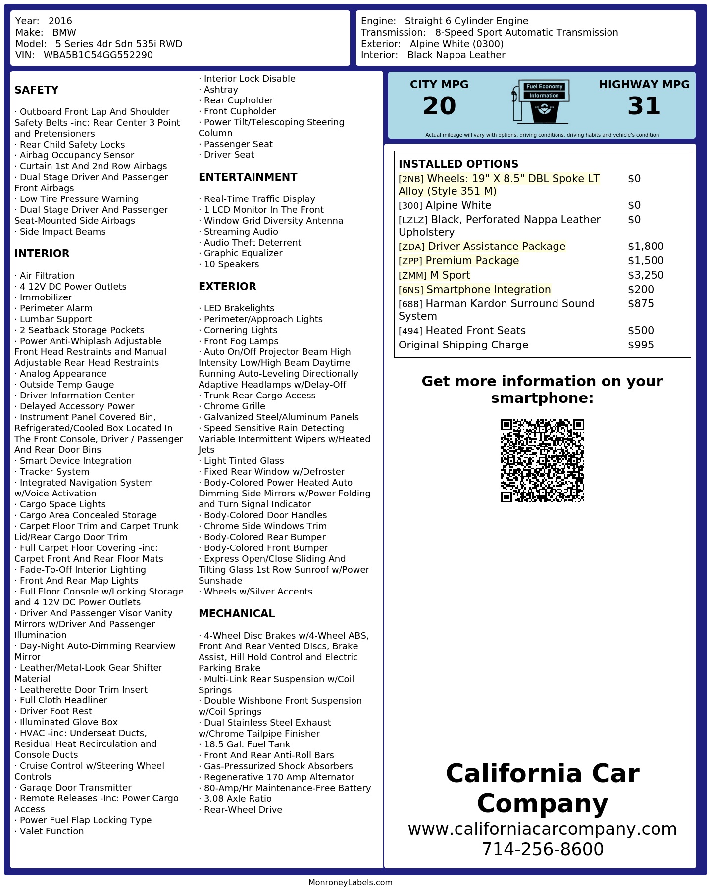Monroney Label