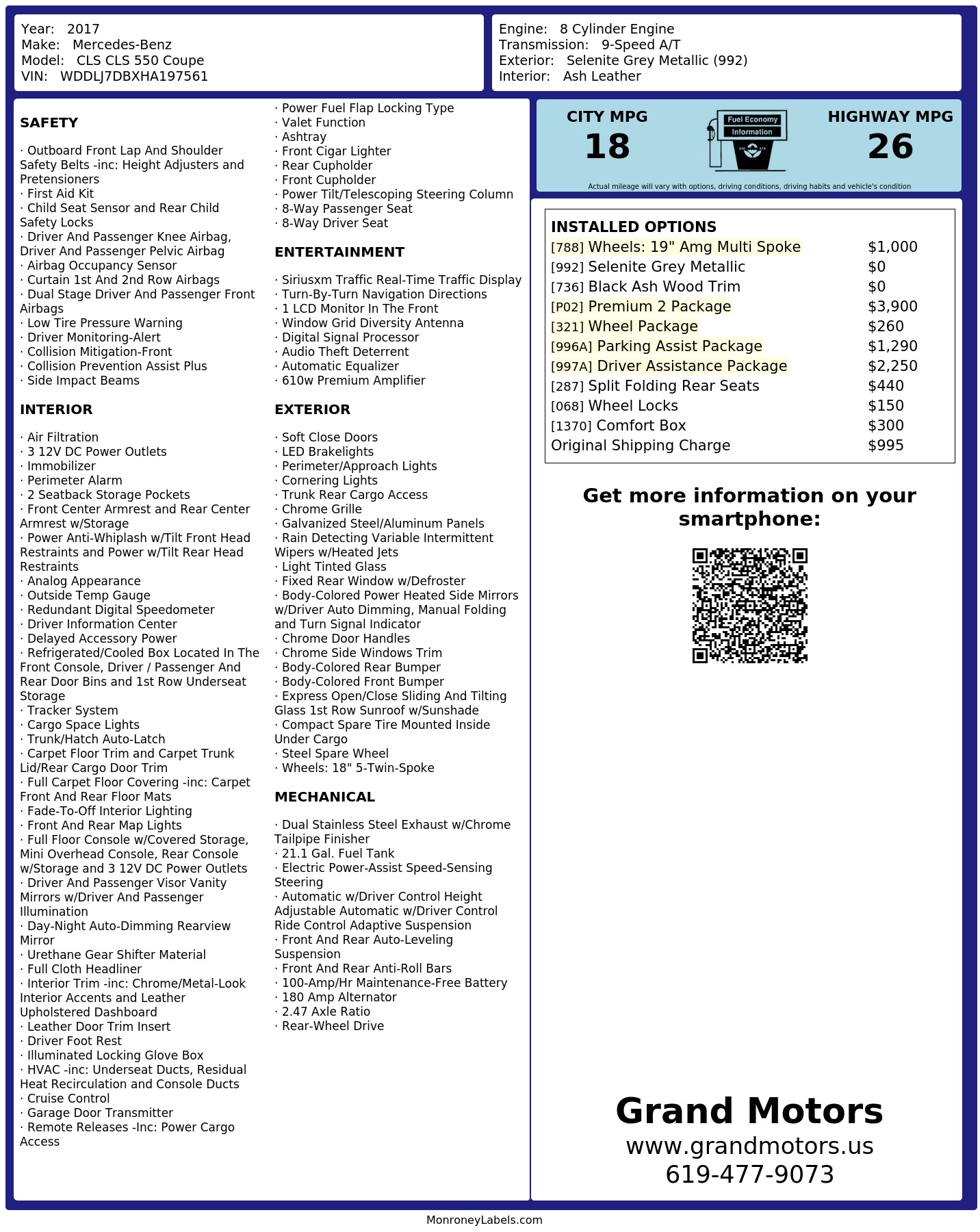 Monroney Label
