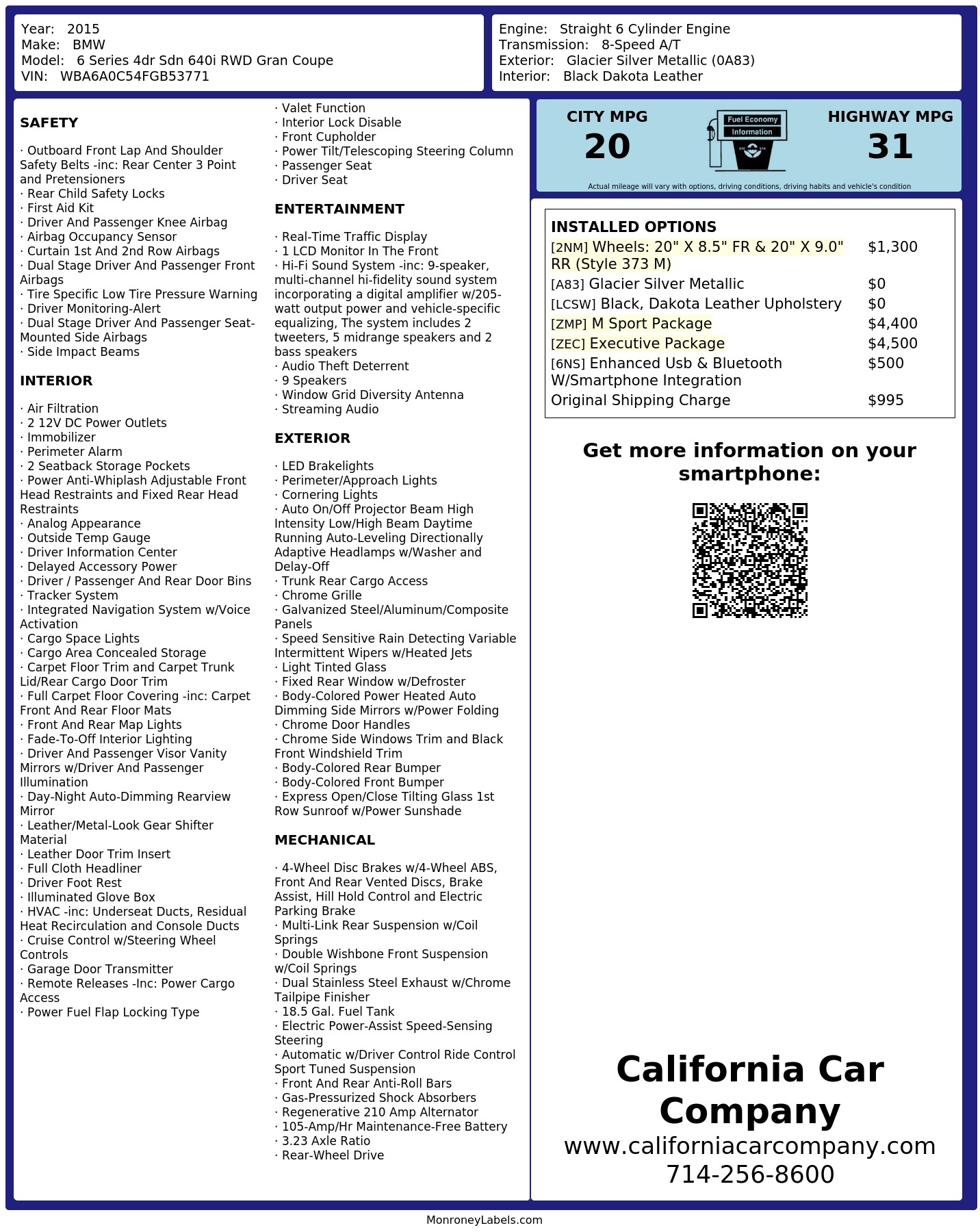 Monroney Label
