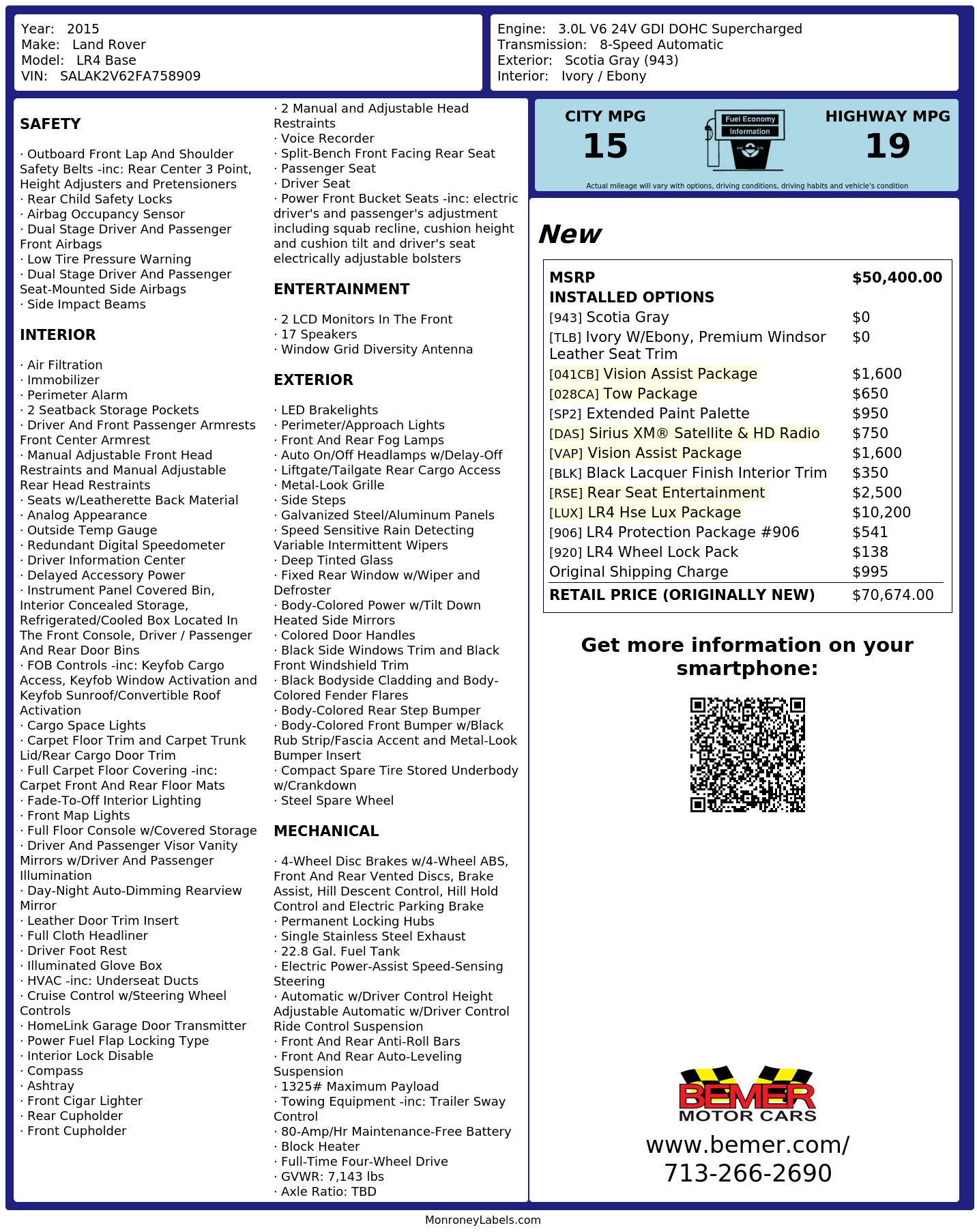 Monroney Label