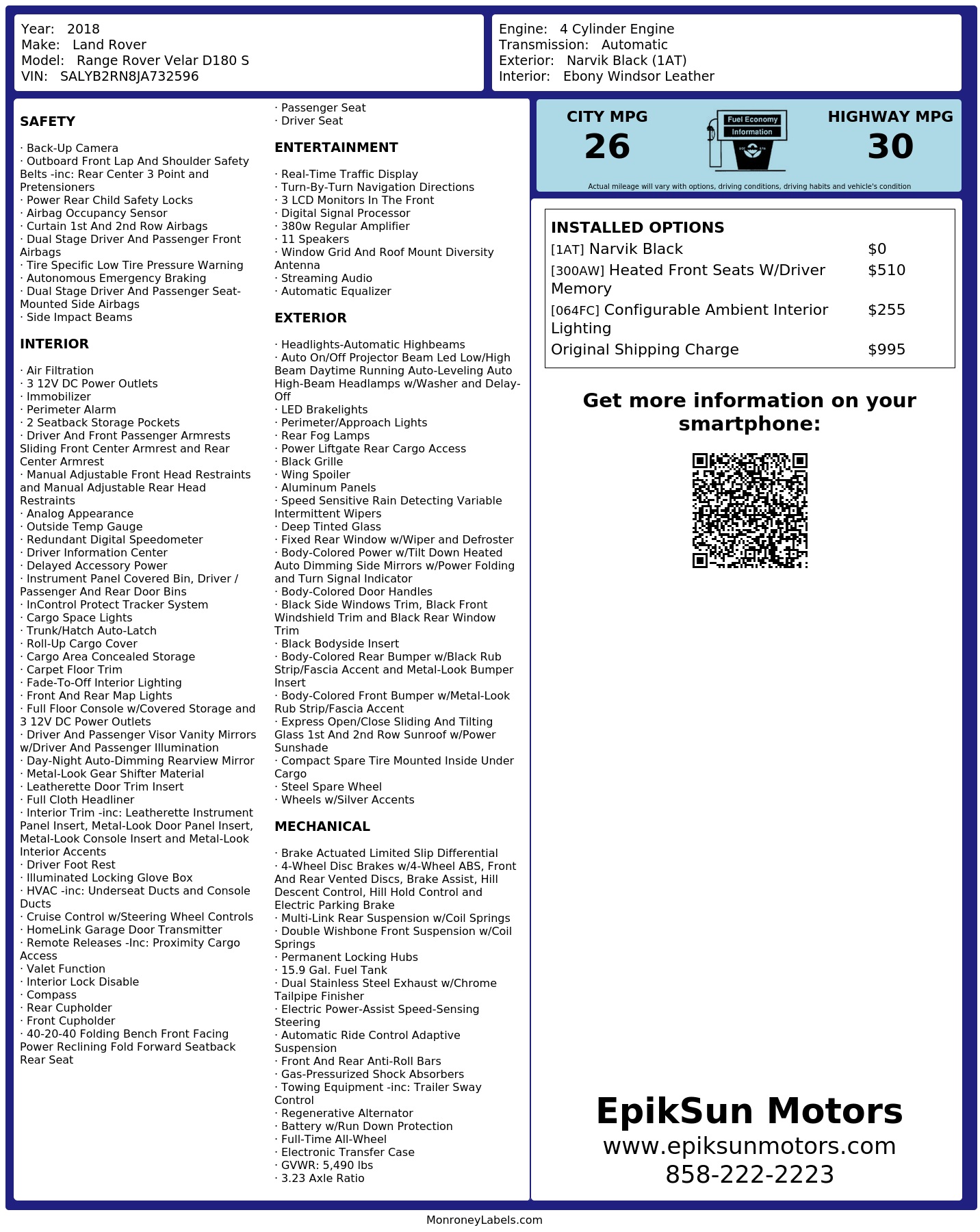 Monroney Label