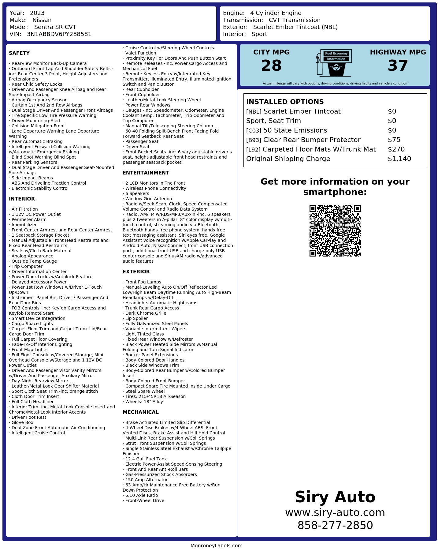 Monroney Label