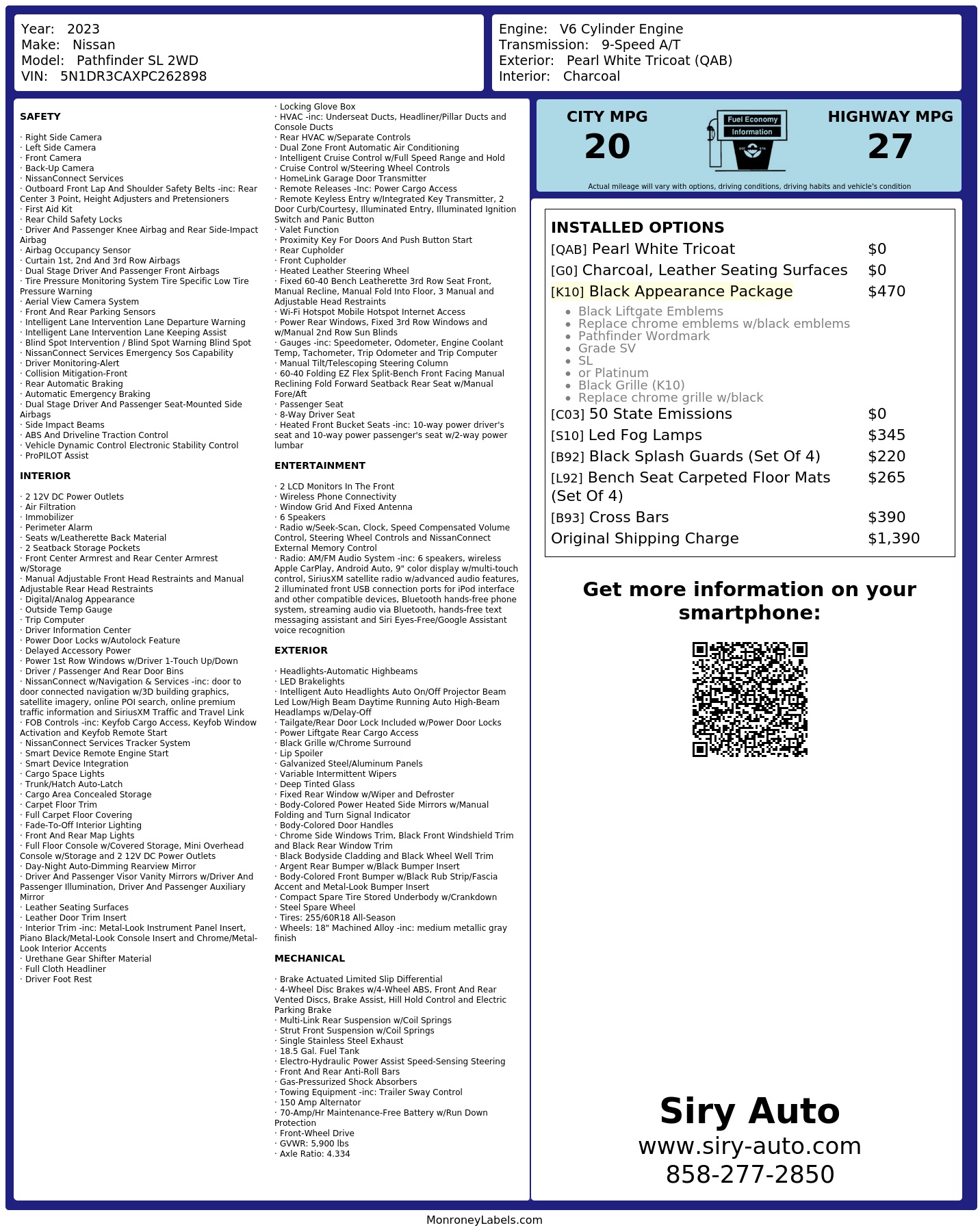 Monroney Label