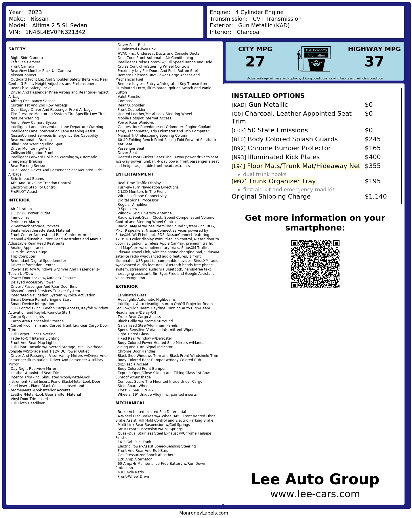 Monroney Label