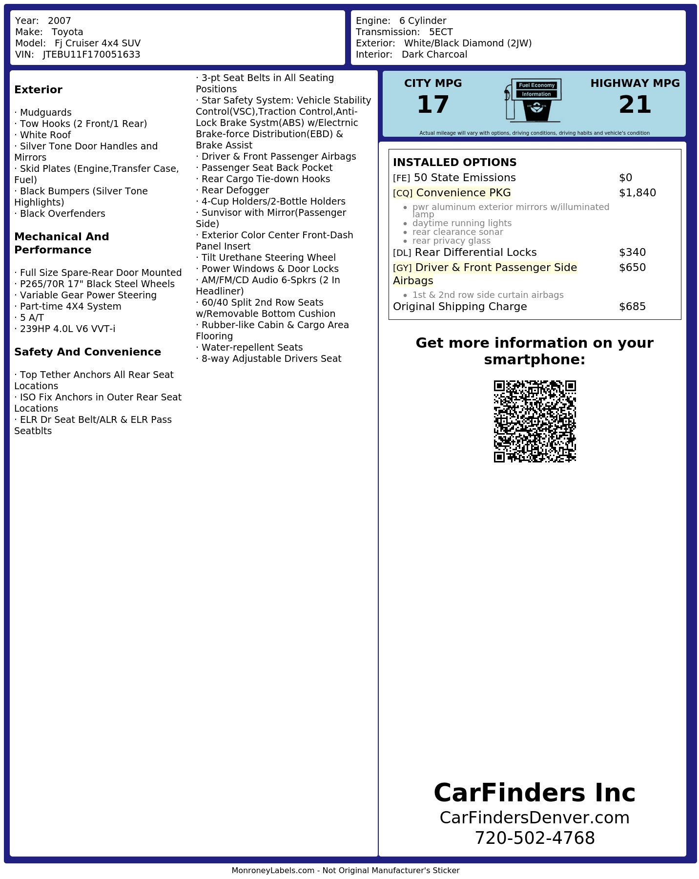 Monroney Label
