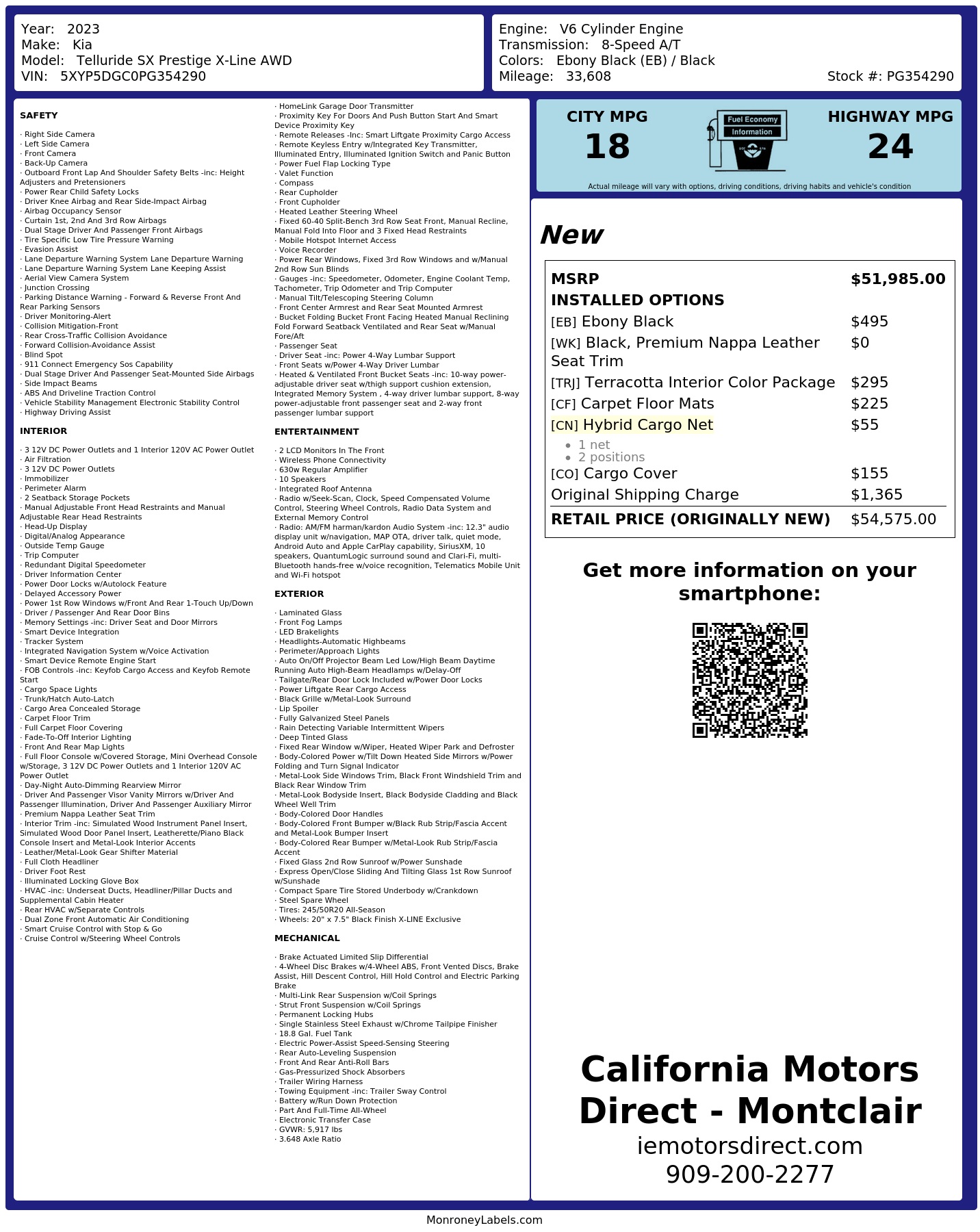 Monroney Label