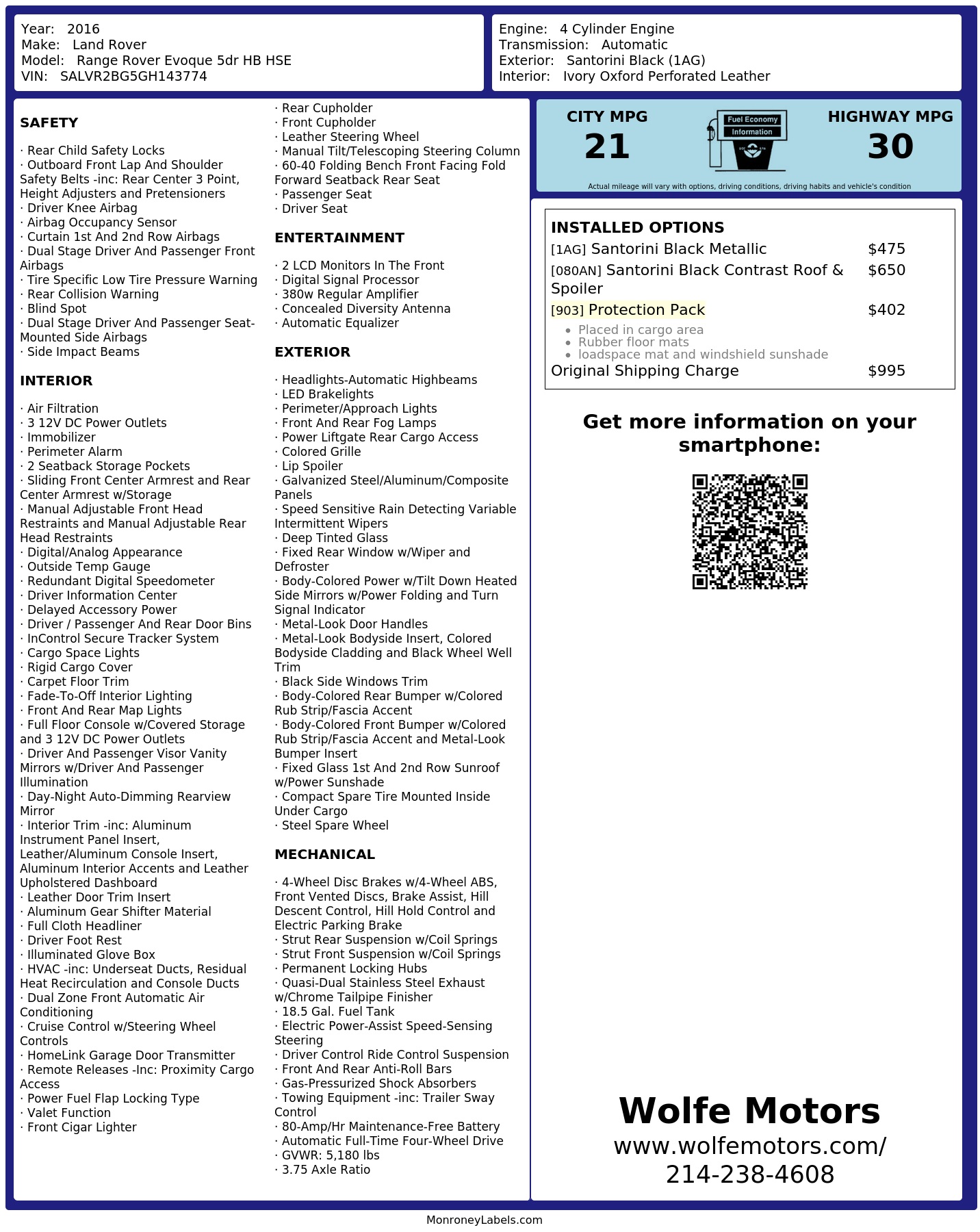 Monroney Label