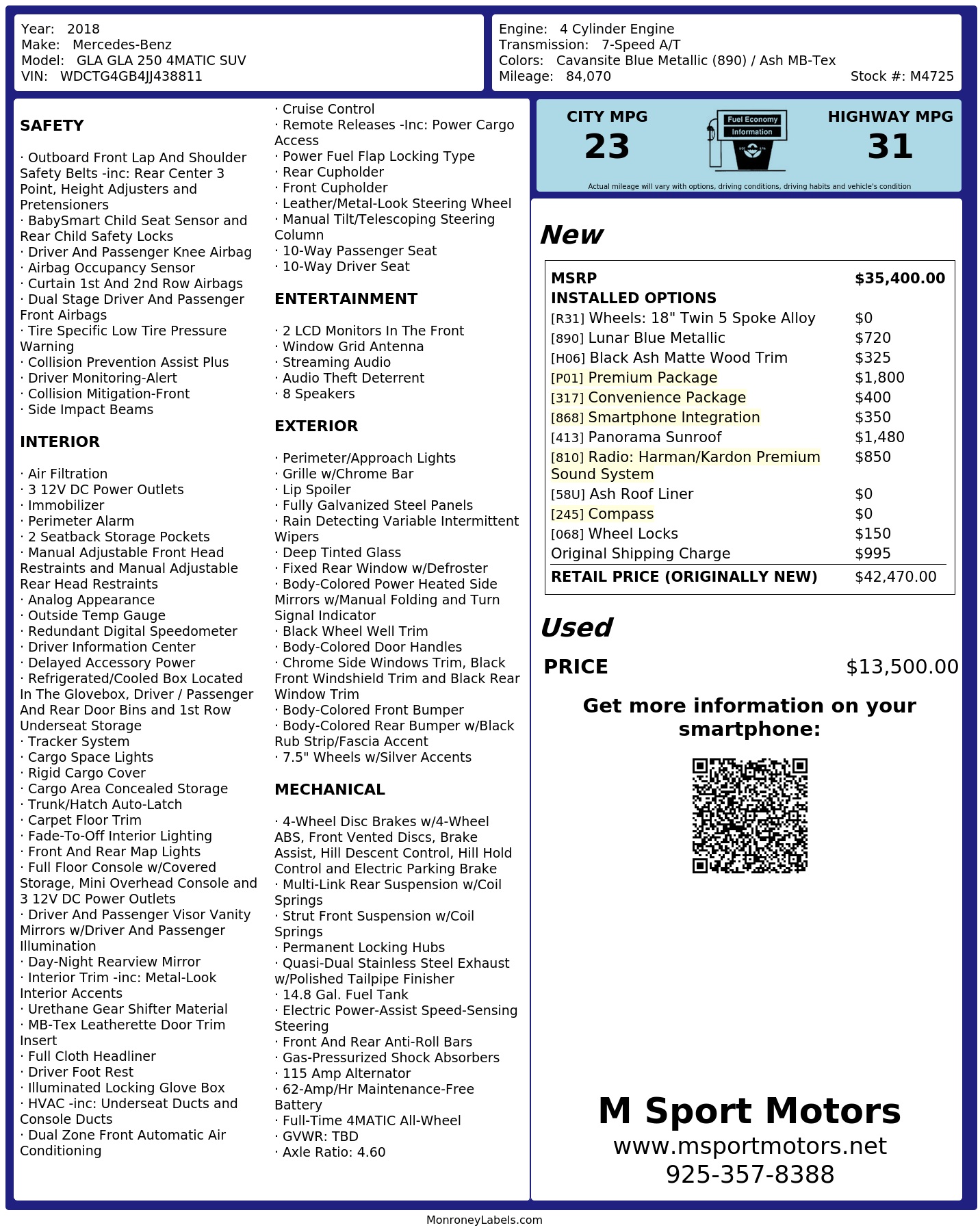 Monroney Label