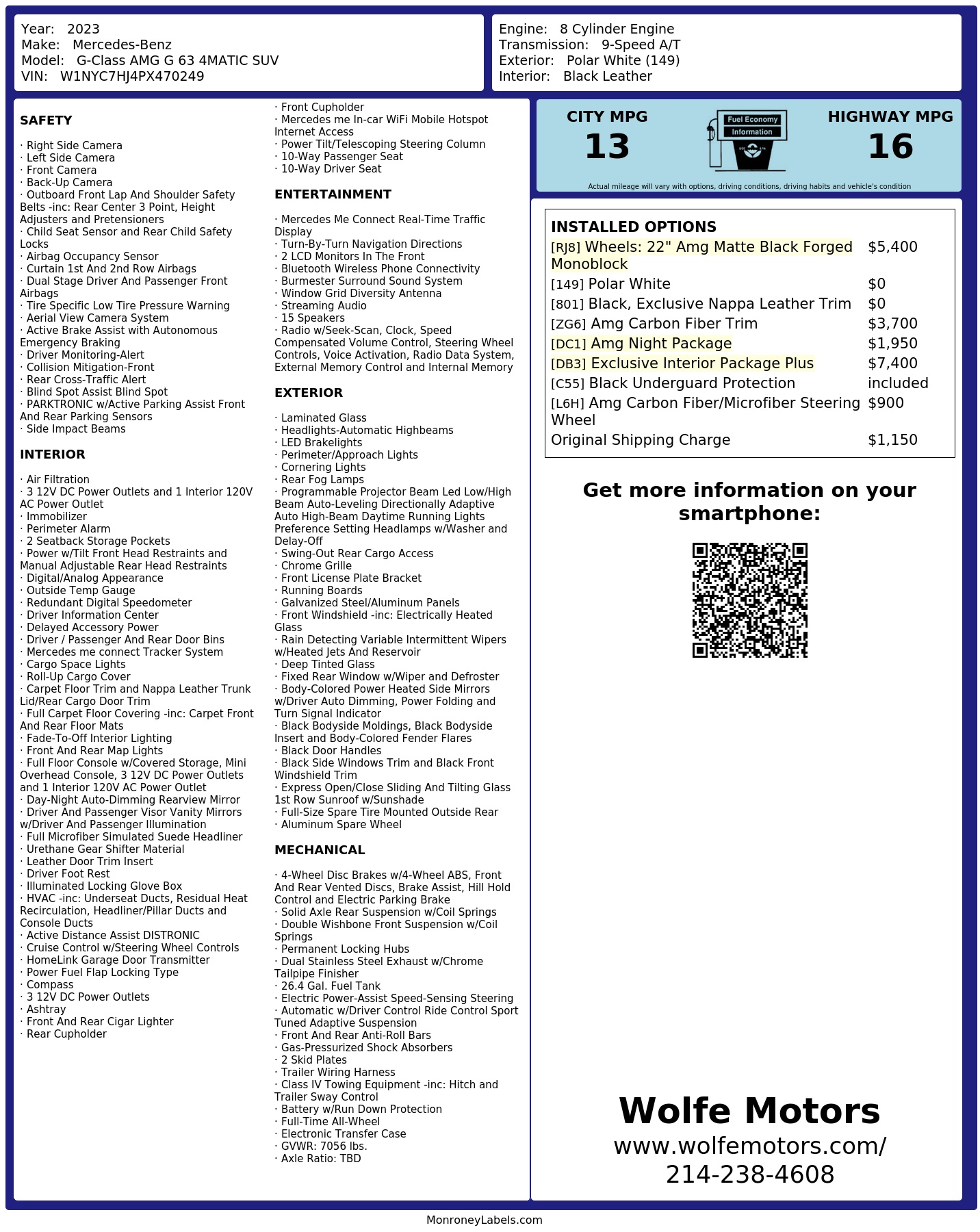 Monroney Label
