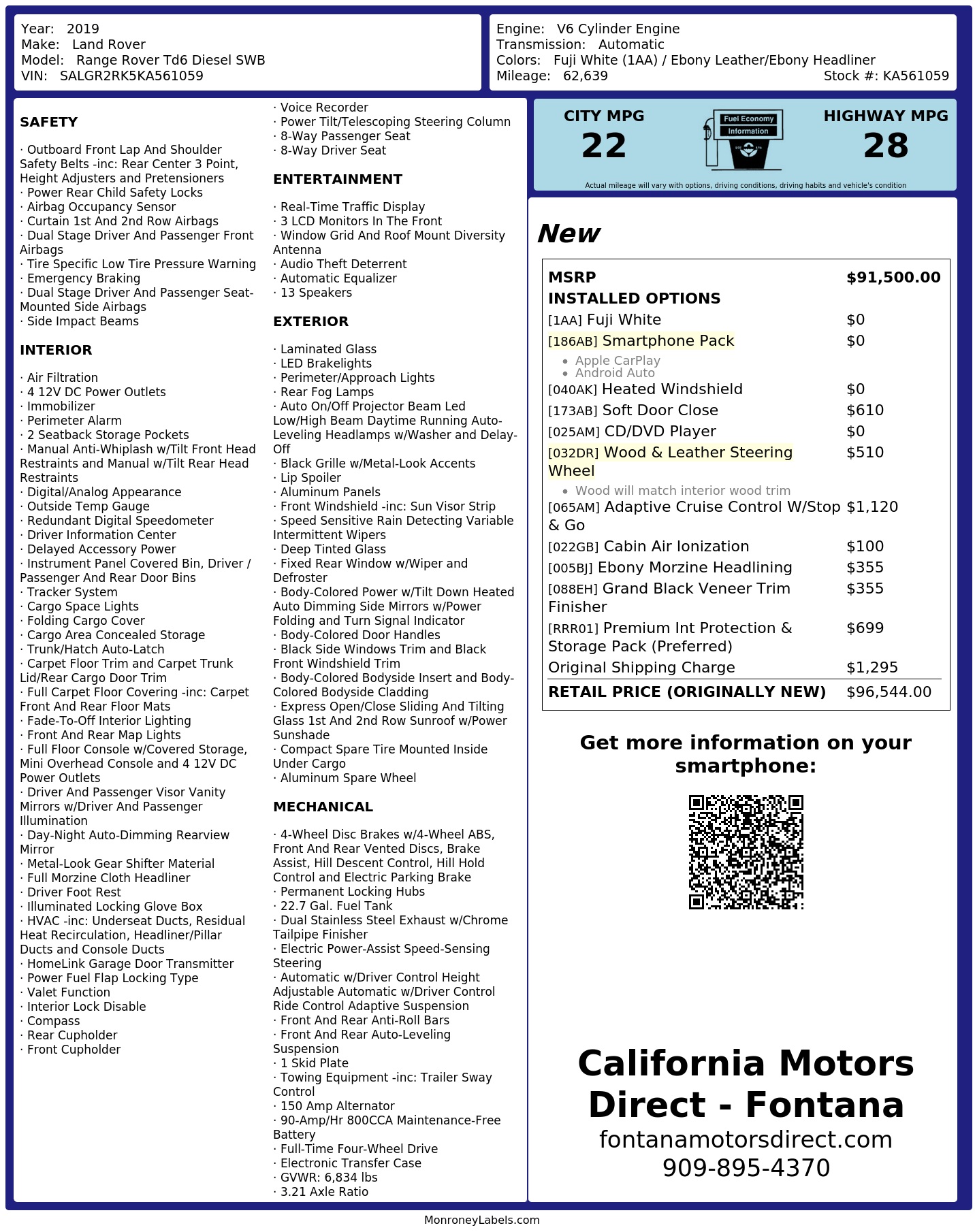 Monroney Label