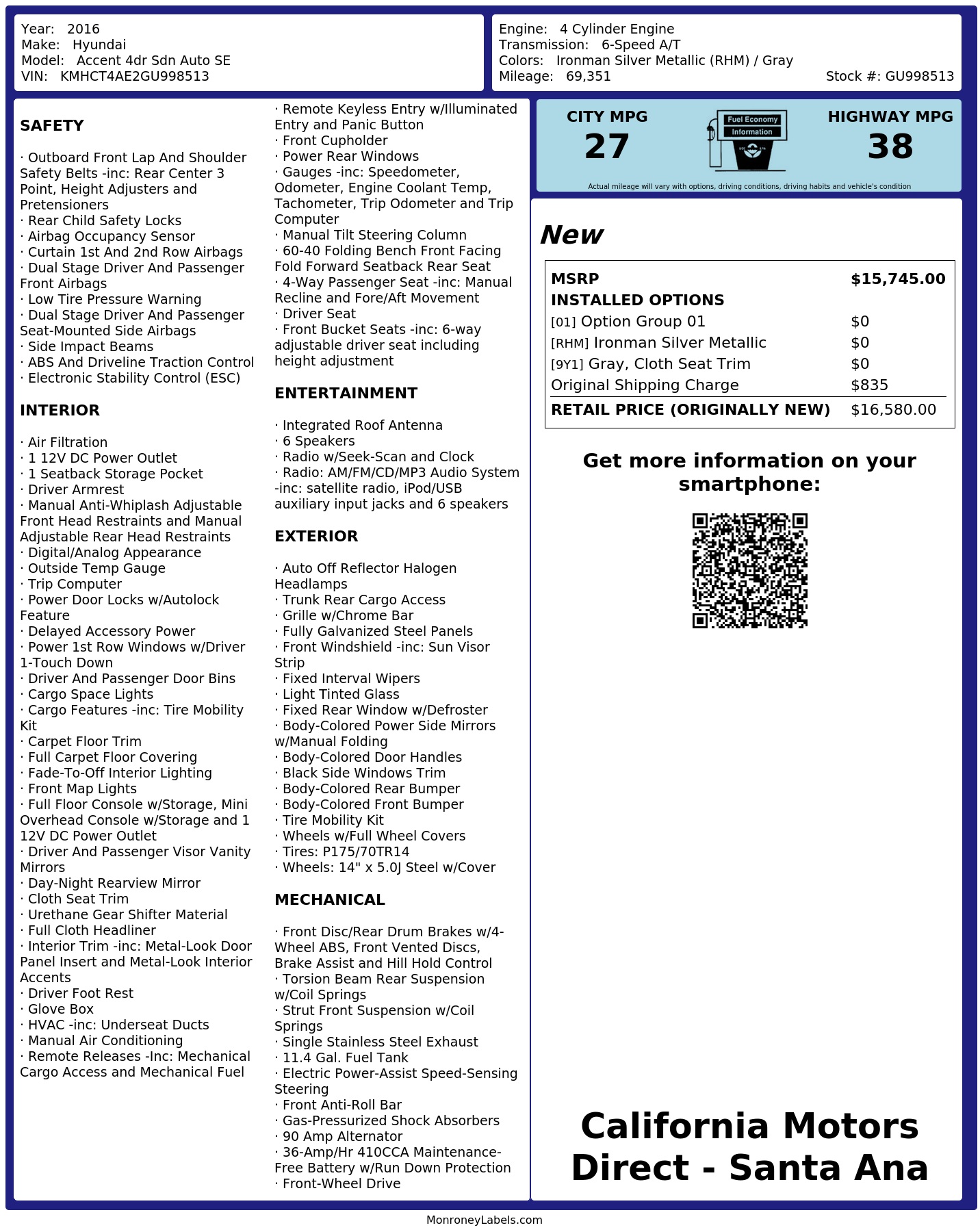Monroney Label