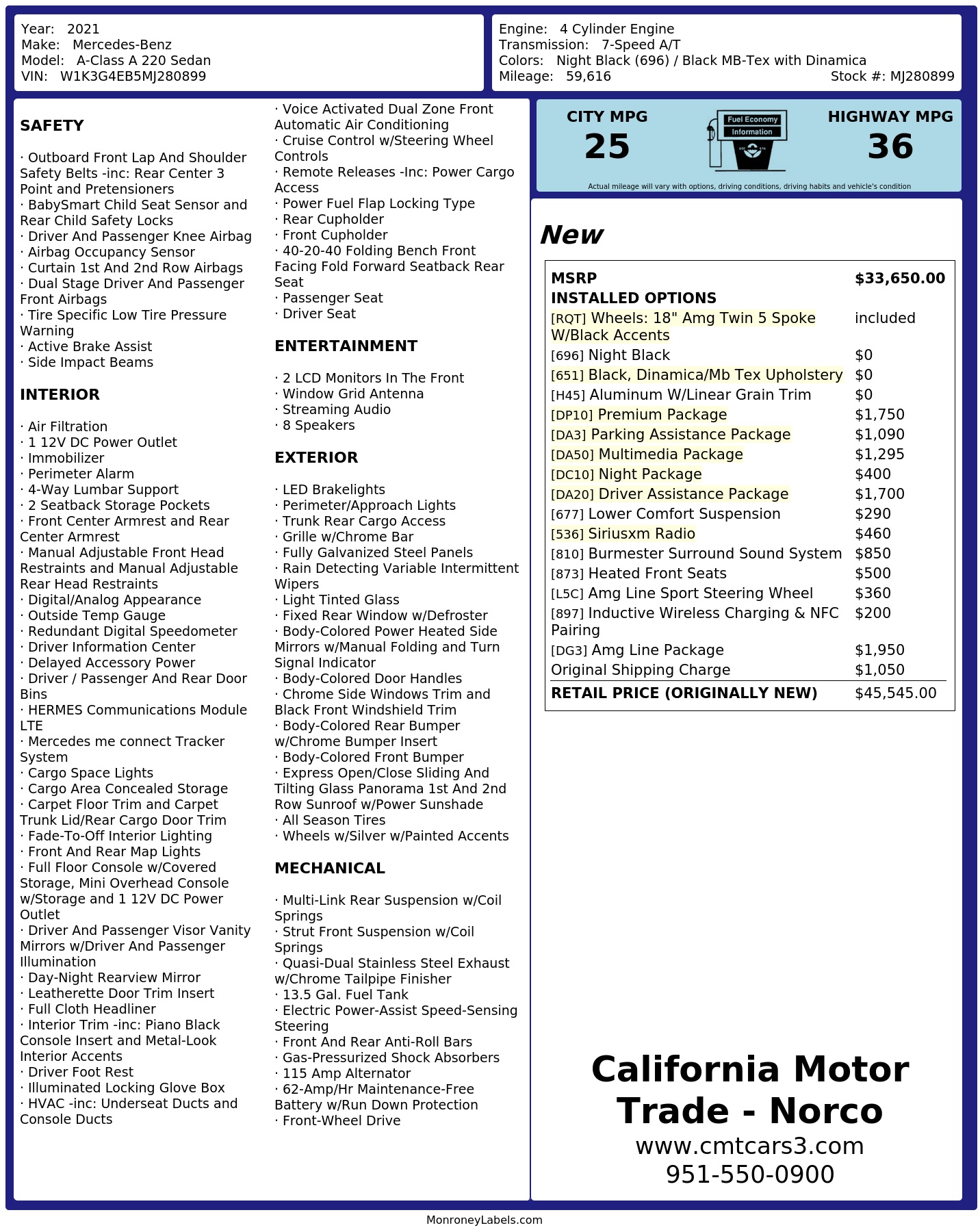 Monroney Label