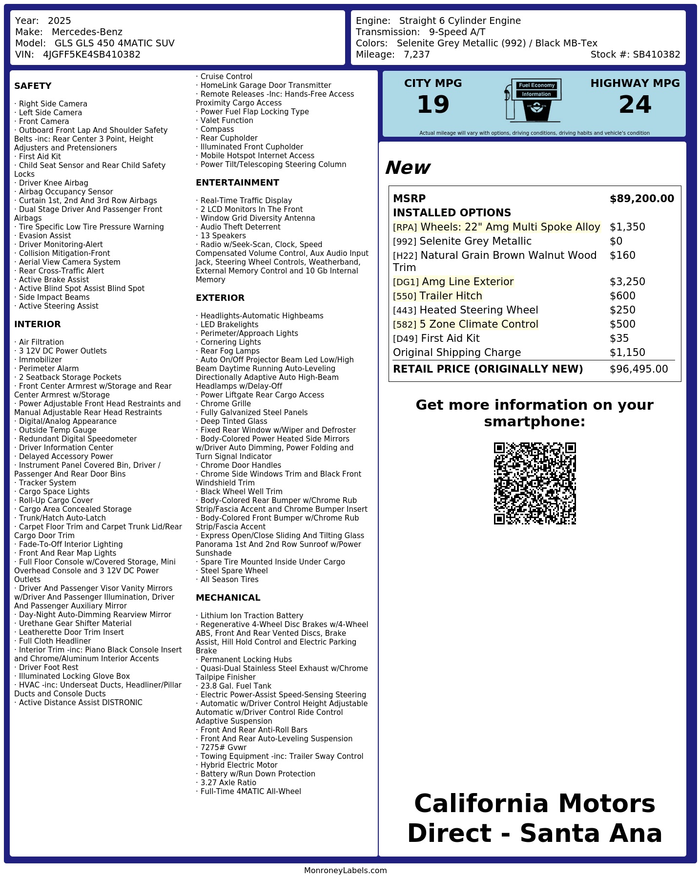 Monroney Label