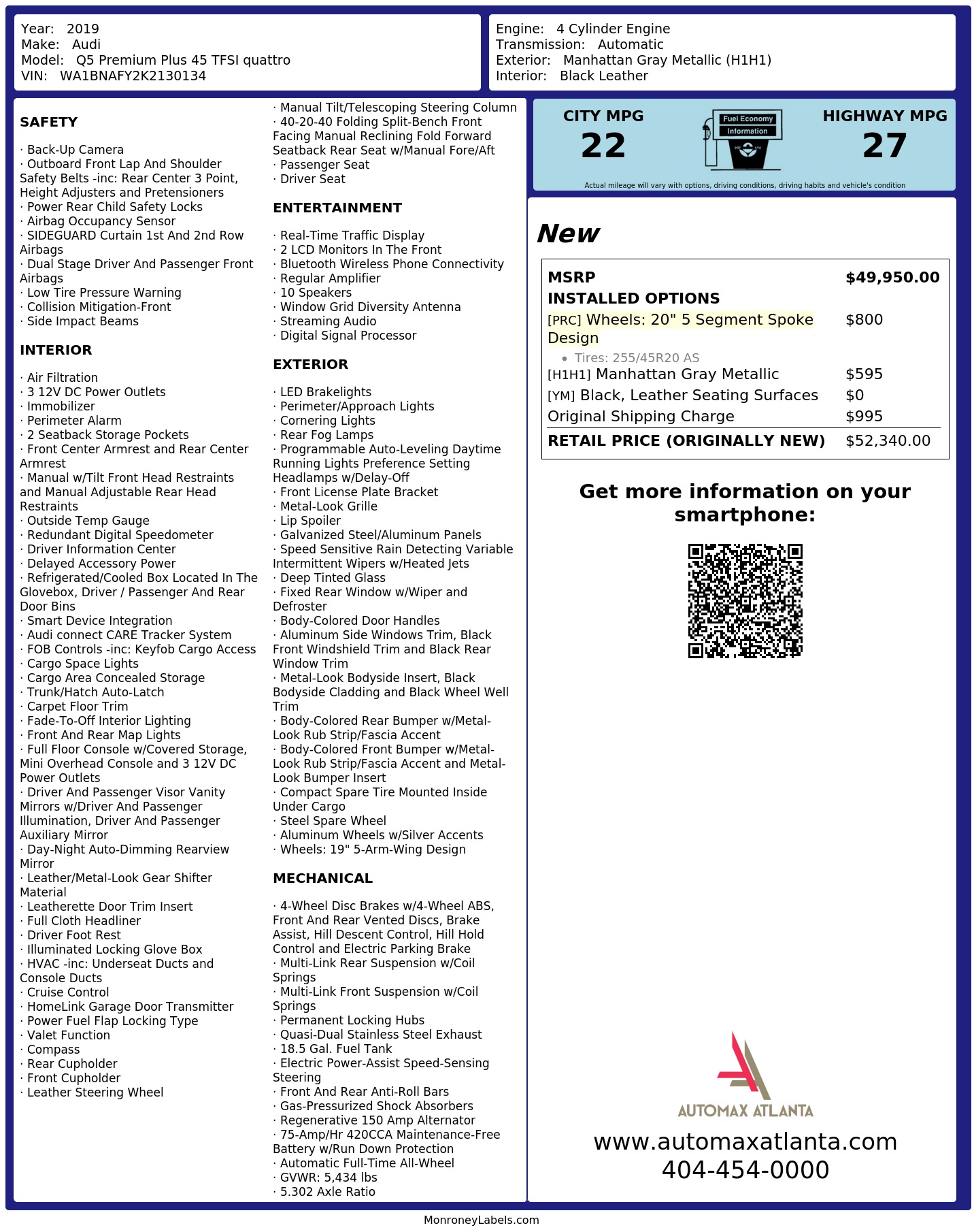 Monroney Label