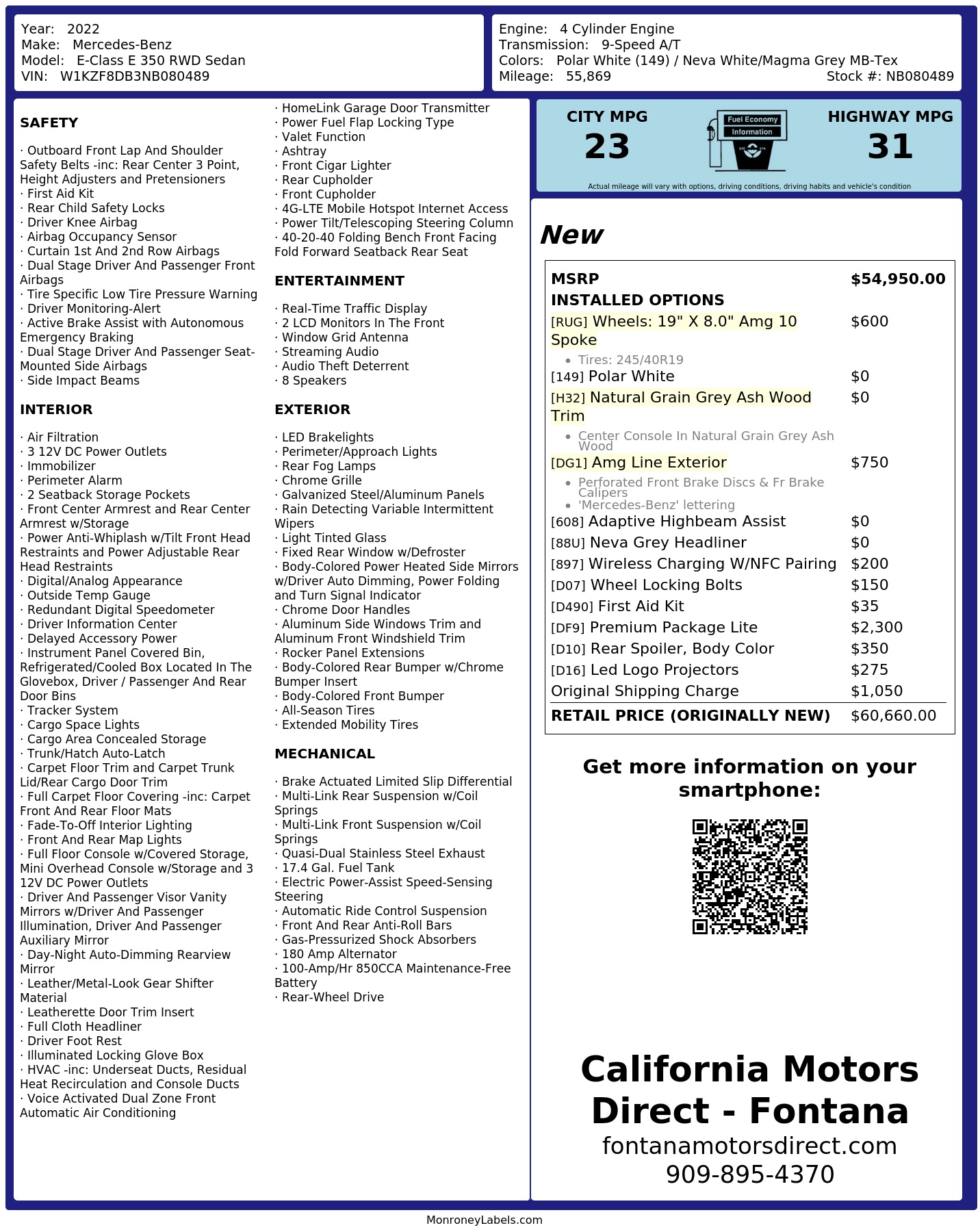 Monroney Label